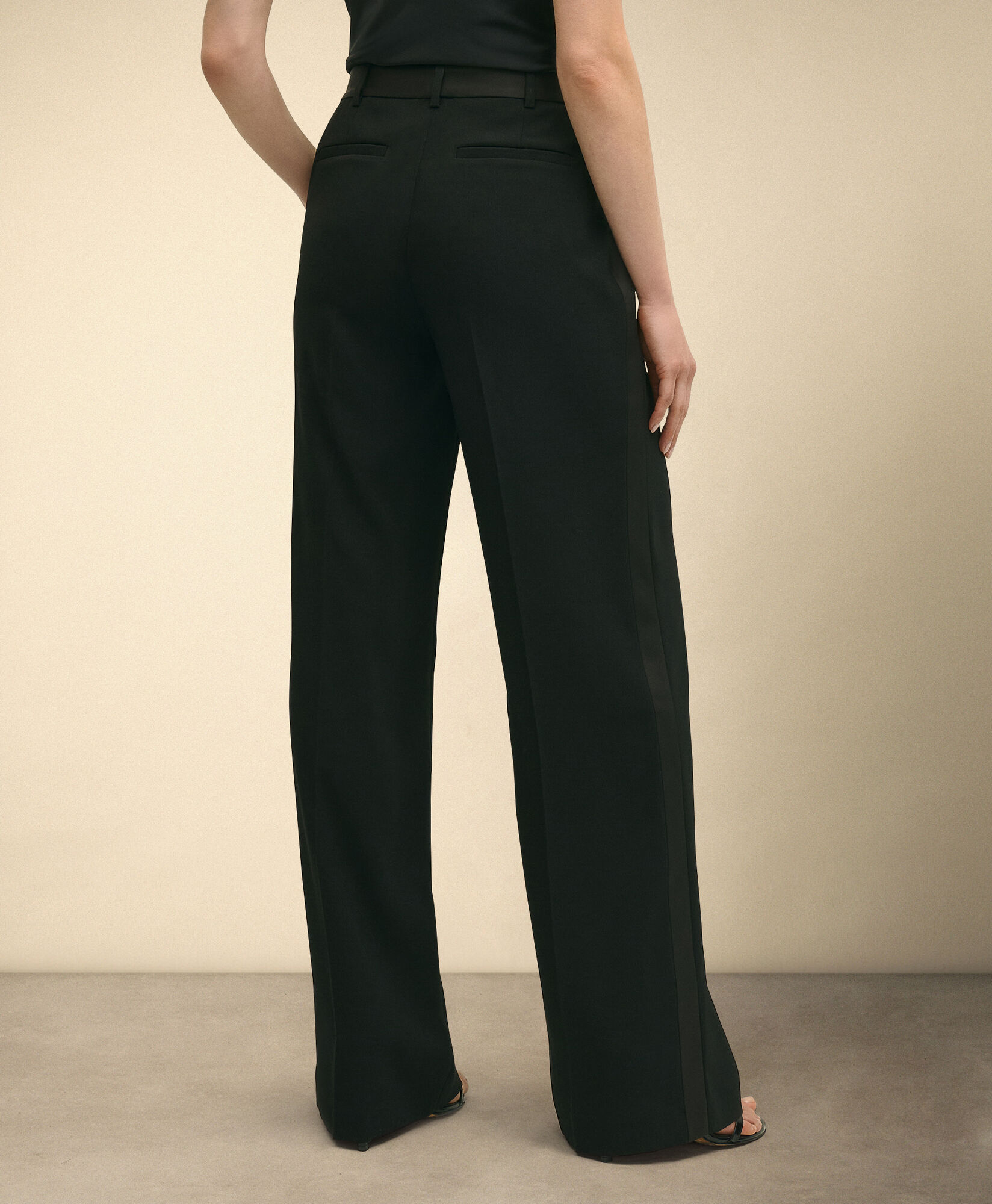 Brooks Brothers Crepe Tuxedo Wide Leg Pants Black 1000104781US100221582