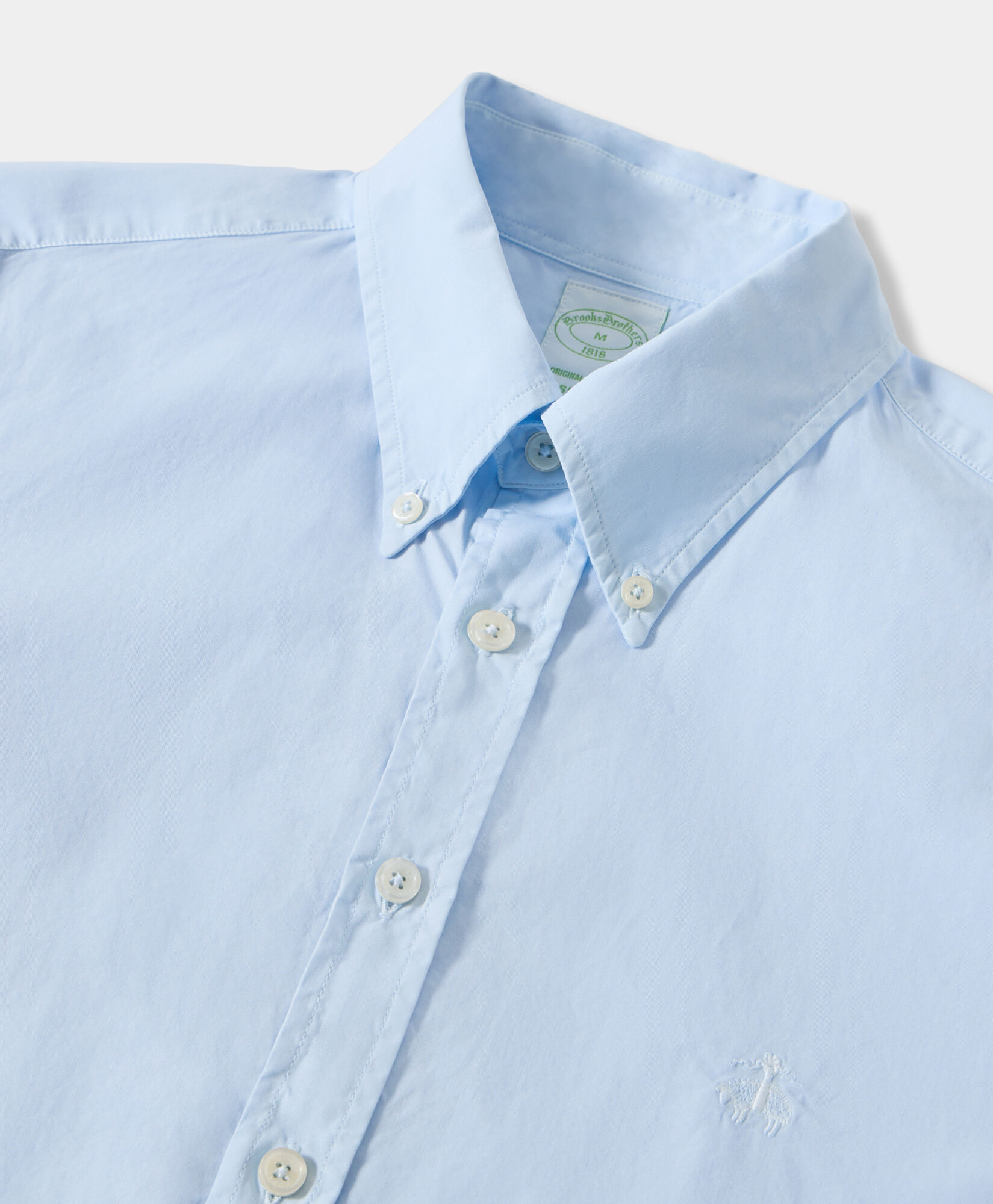 Brooks Brothers Chemise Slim Fit en Coton Teintée à la Garment avec Col Button Down Ciel CSHBD012COPCO001SKYP0001