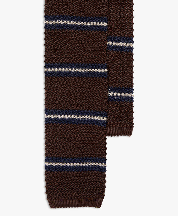 Brooks Brothers Striped Knitted Tie Brown Fantasy ACNEK039SEPSE001BRWNF001