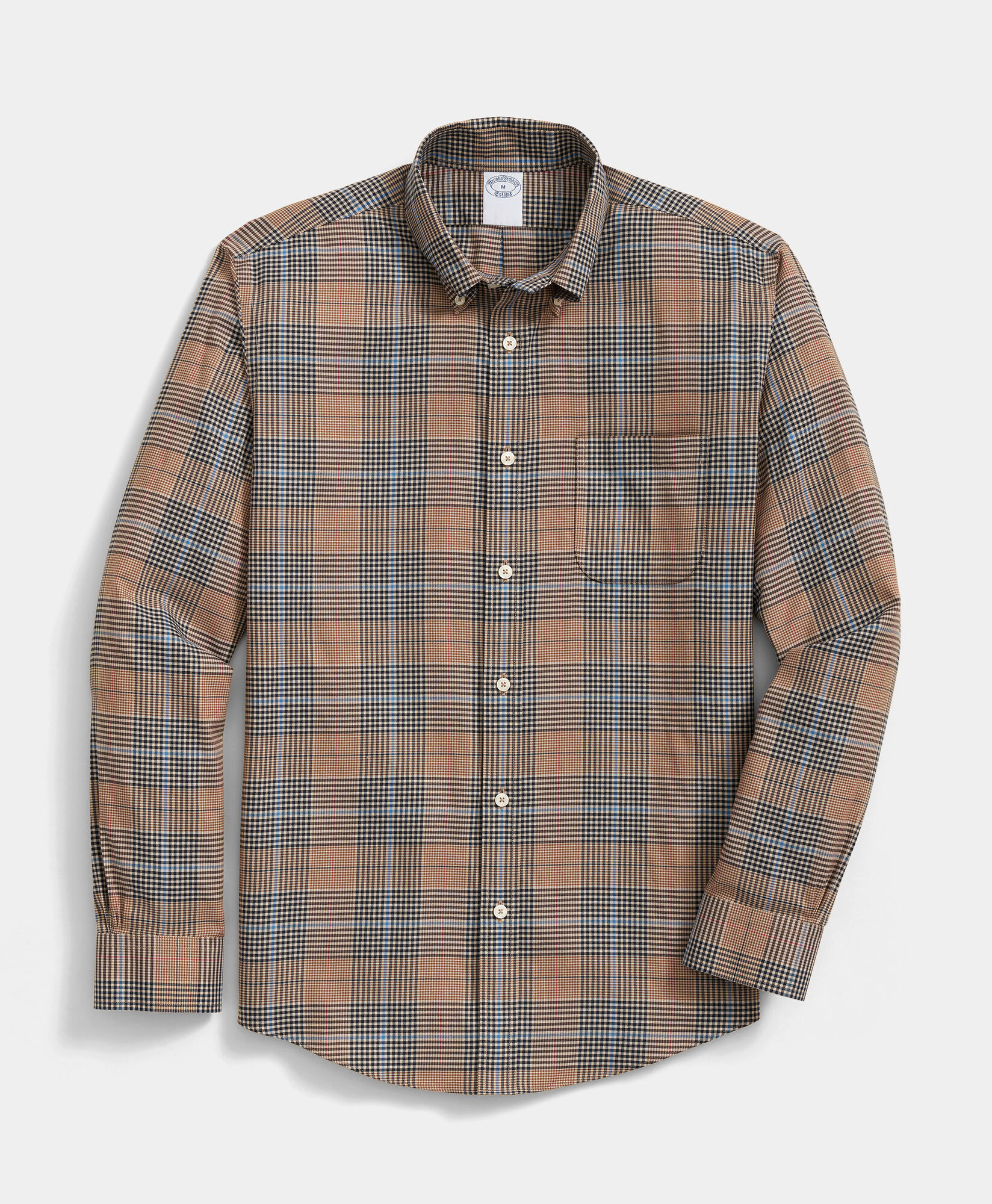 Brooks Brothers Slim Fit Non-Iron Plaid Stretch Twill Shirt with Button Down Collar Incense 1000105959US100224458