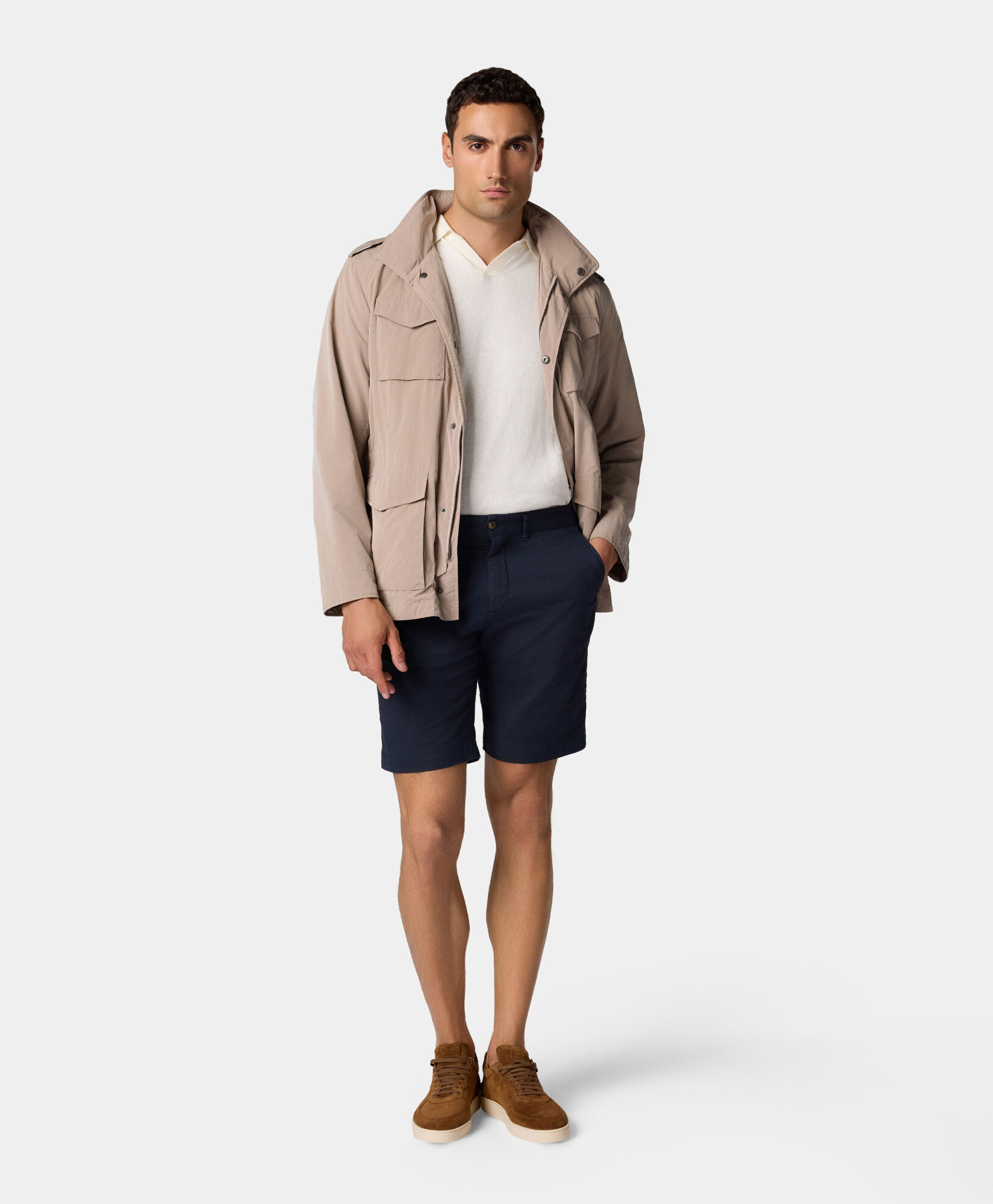 Brooks Brothers Stretch Cotton Gabardine Bermuda Shorts Navy CPBER007COBSP002NAVYP001