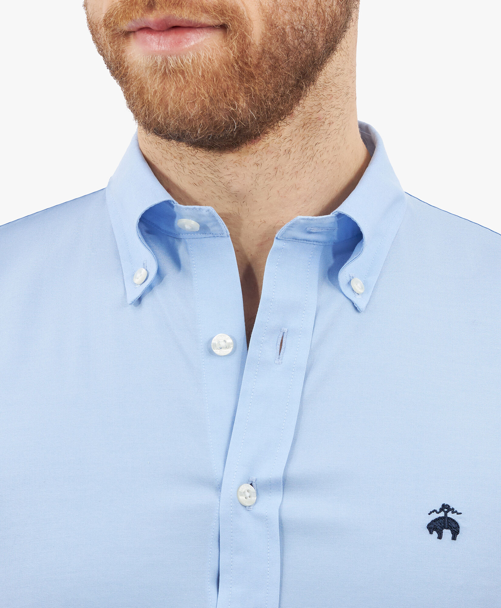 Brooks Brothers Chemise Slim Fit Non-Iron en Coton Stretch avec Col Button-Down Bleu 1000095303US100199976