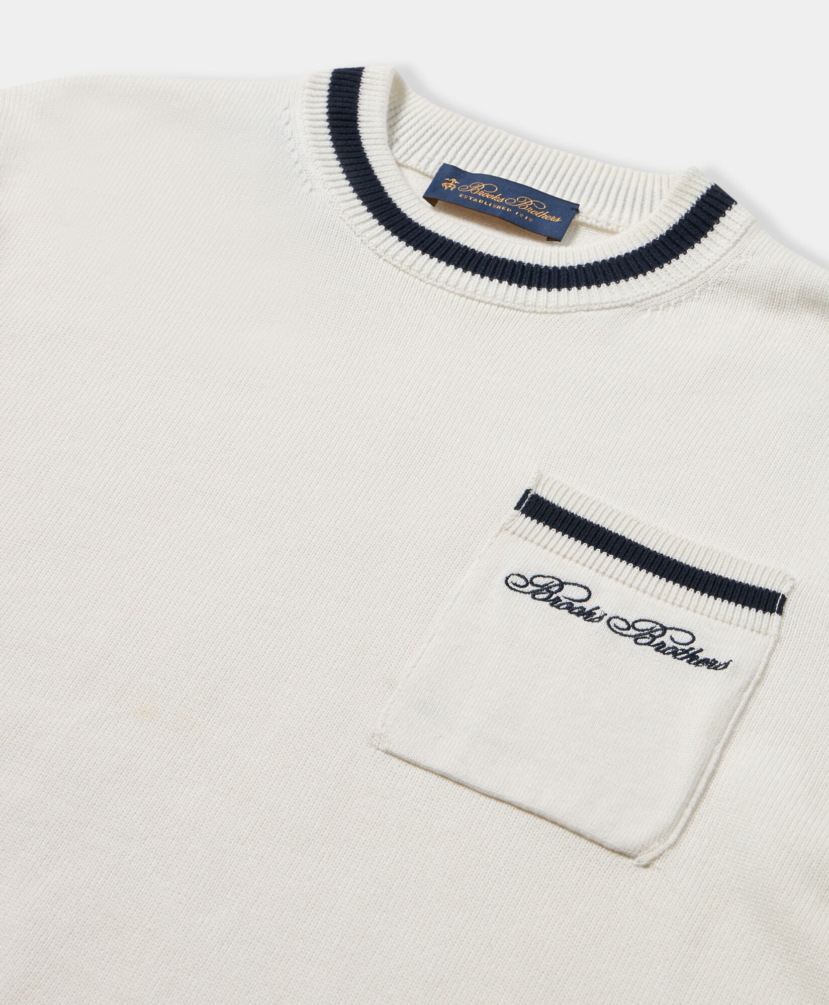 Brooks Brothers Cotton Chest Pocket Sweater White KNCRN046COPCO002WHITP001