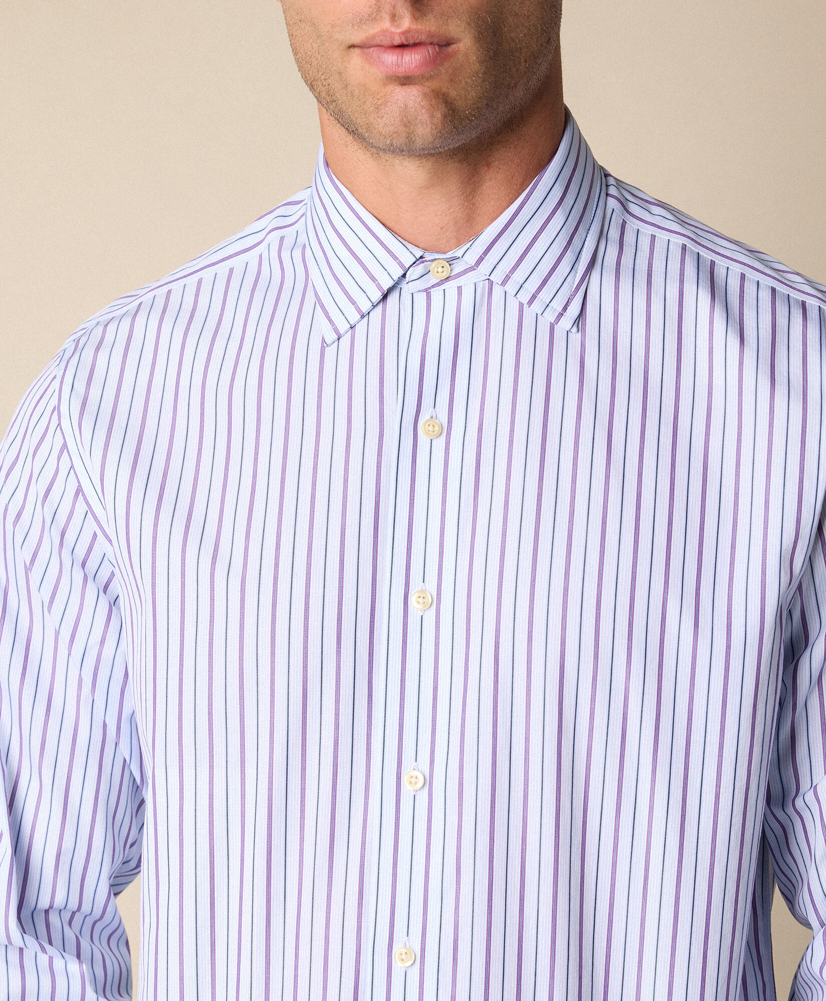 Brooks Brothers Chemise à Rayures en Coton Coupe Classique de Thomas Mason avec Col Ainsley Bleu Clair 1000104719US100223406