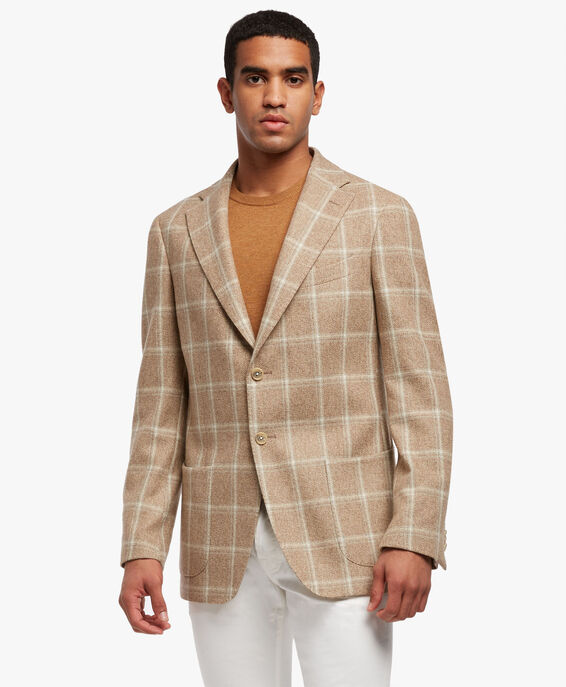 Brooks Brothers Sand Colored Virgin Wool and Cashmere Blend Sport Coat Natural JKSDP004WOBWS002SANDP001