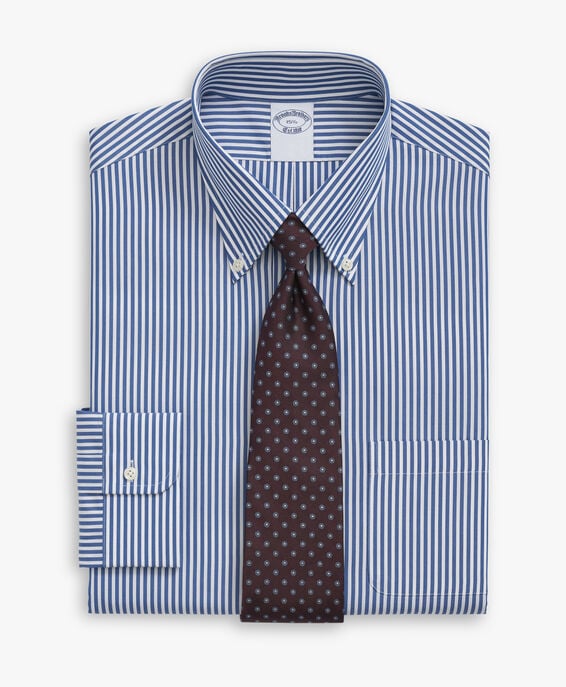 Brooks Brothers Camisa de algodón a rayas azules non-iron corte regular con cuello button down Azul claro 1000096085US100202714