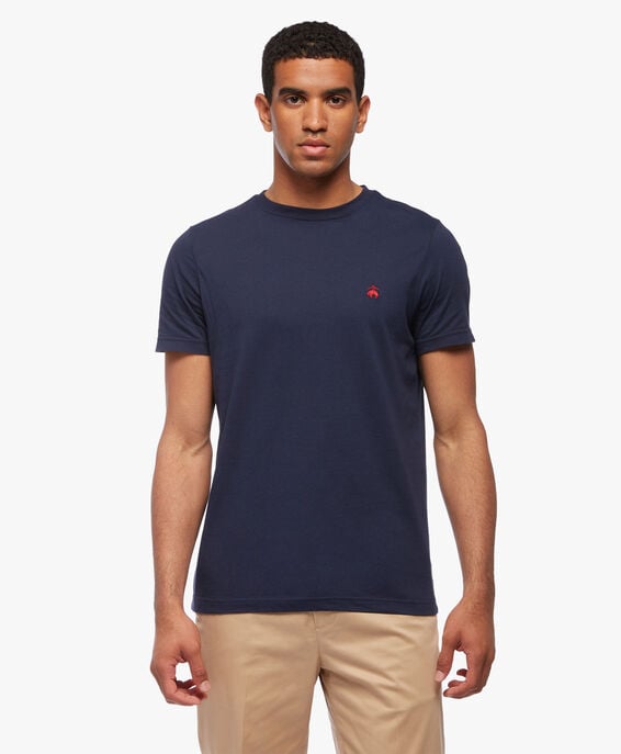Brooks Brothers Camiseta de cuello redondo con logo en algodón Supima lavado Azul marino 1000089520US100185191