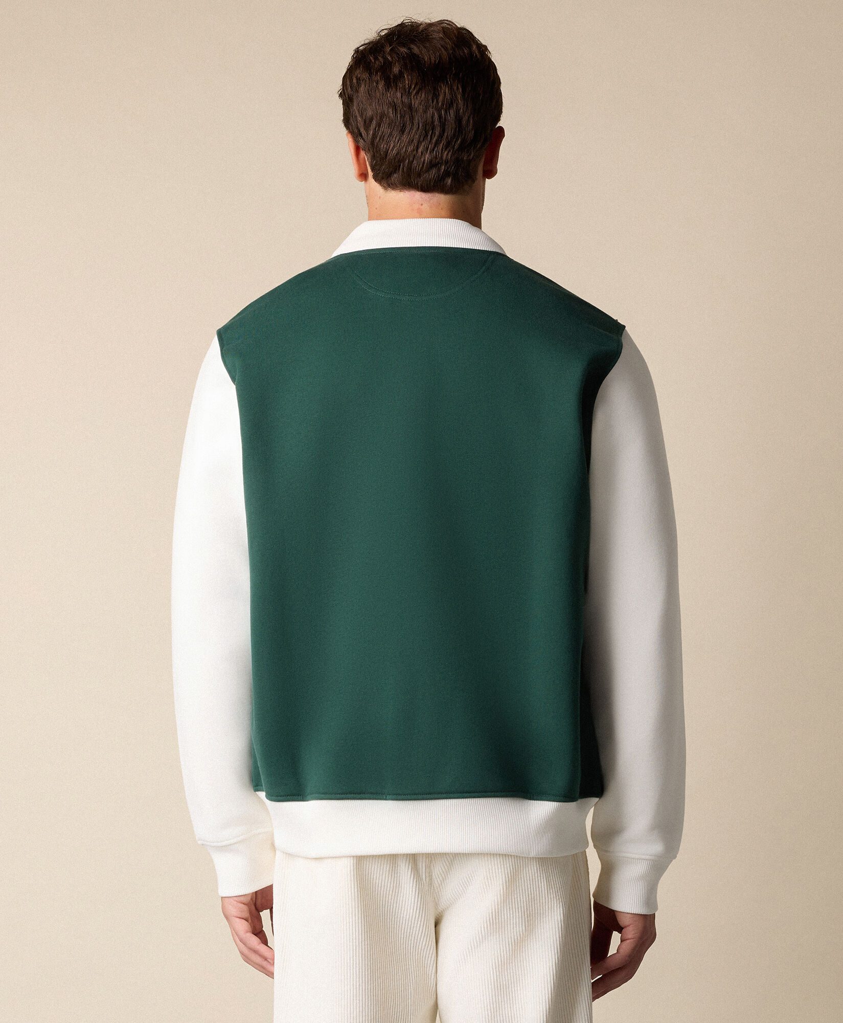 Brooks Brothers Terry Logo Cotton Varsity Jacket Green COBOM016COBPL007GREEF001