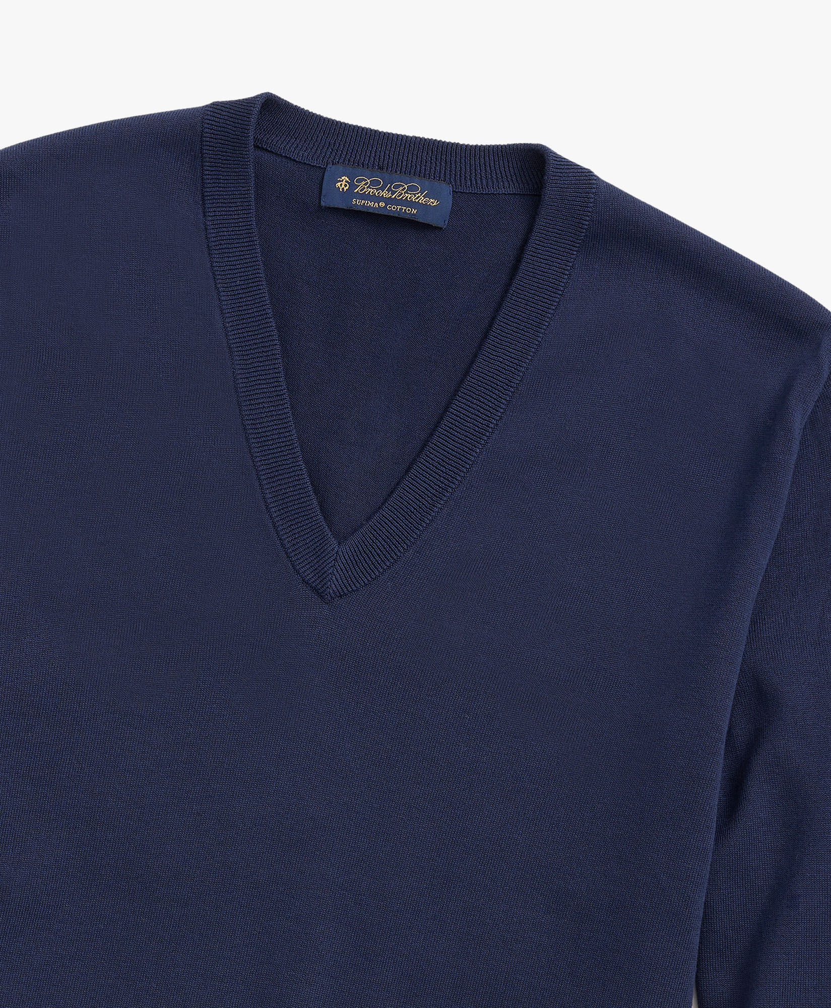 Supima Cotton V Neck Sweater in Navy for Men Brooks Brothers EU