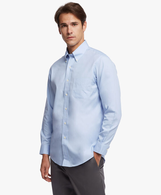 Brooks Brothers Camicia elegante Milano slim fit in pinpoint non-iron, colletto button-down Azzurro 1000001846US100009365