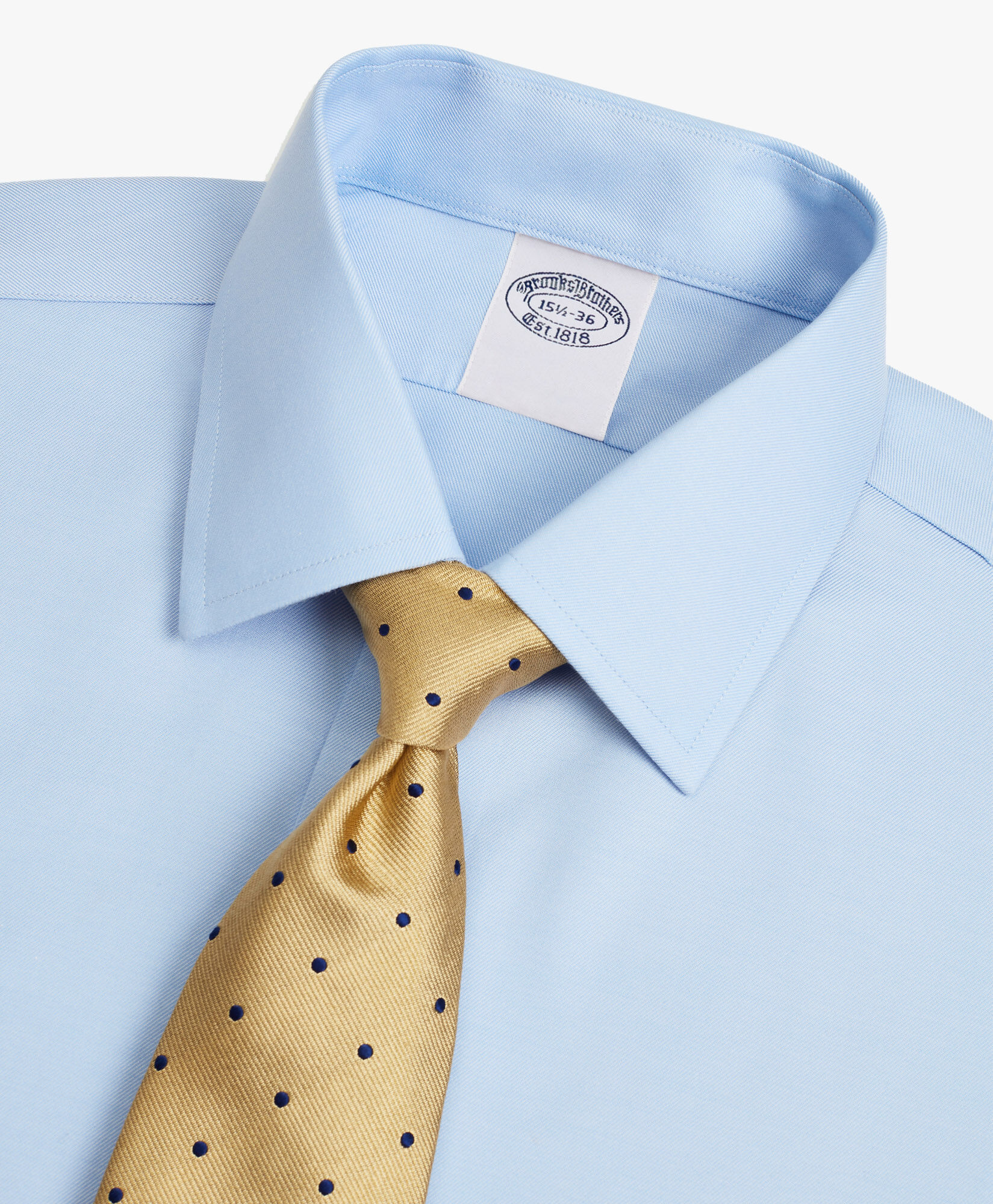 Brooks Brothers Slim Fit Non-Iron Stretch Twill Supima Shirt with Ainsley Collar Light Blue 1000095235US100199817