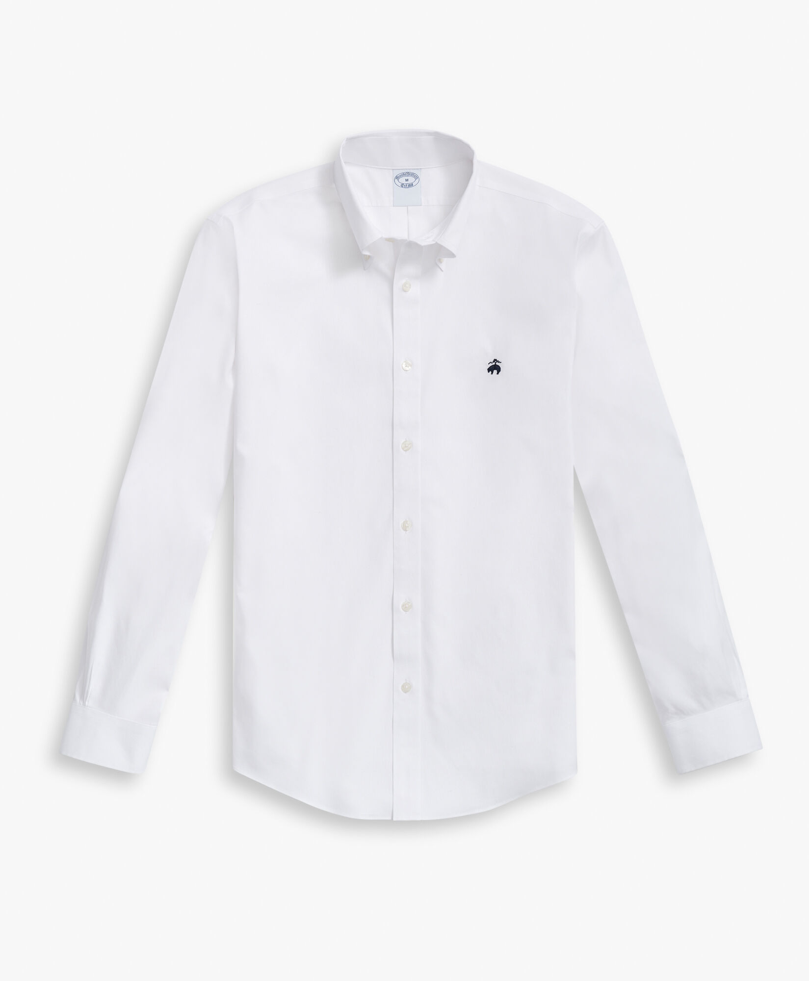 Brooks Brothers Chemise Slim Fit Non-Iron en Coton Stretch avec Col Button-Down Blanc 1000095303US100199977
