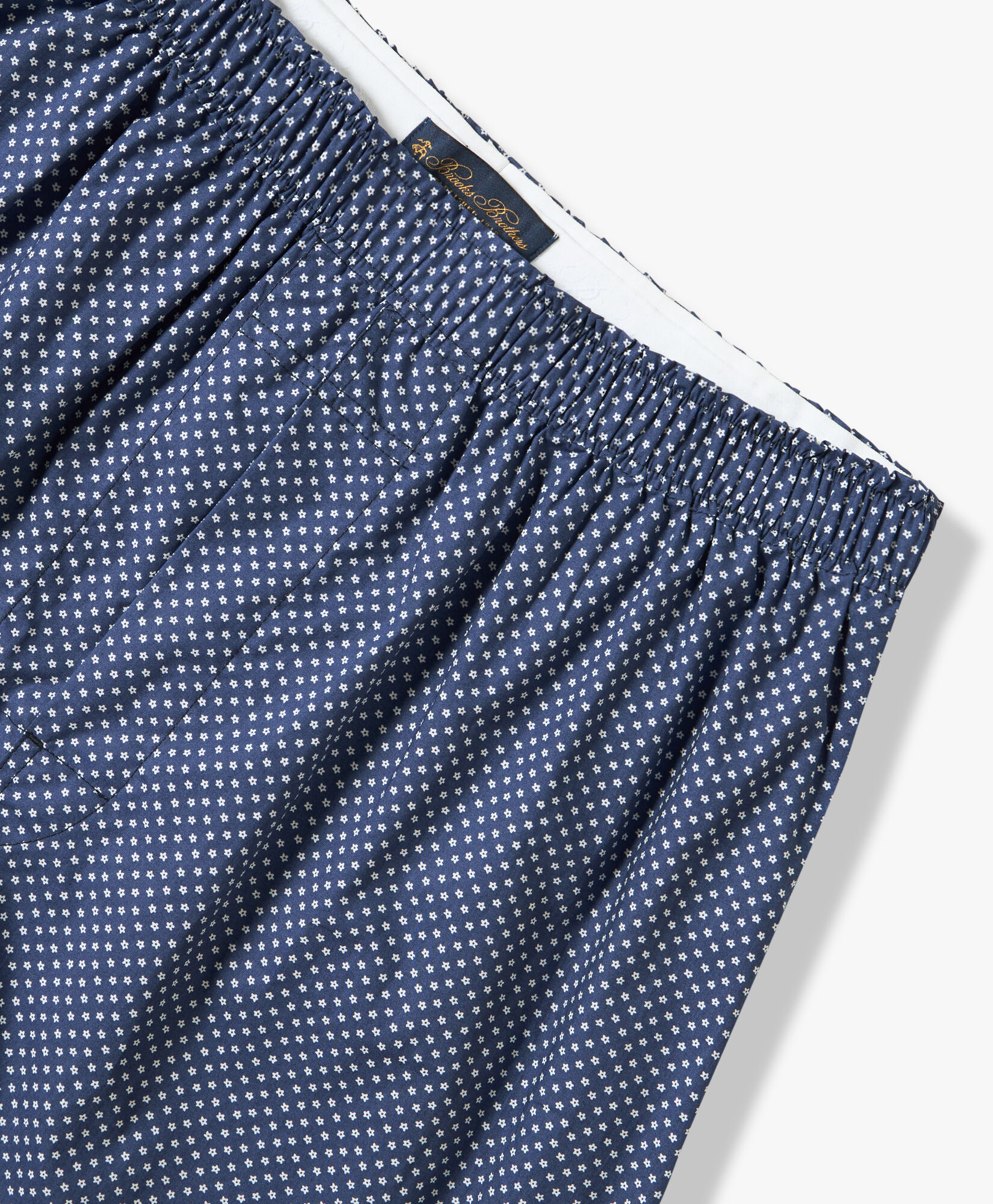 Brooks Brothers Navy Floral Print Cotton Boxers Navy UNDER005COPCO001NAVYF001