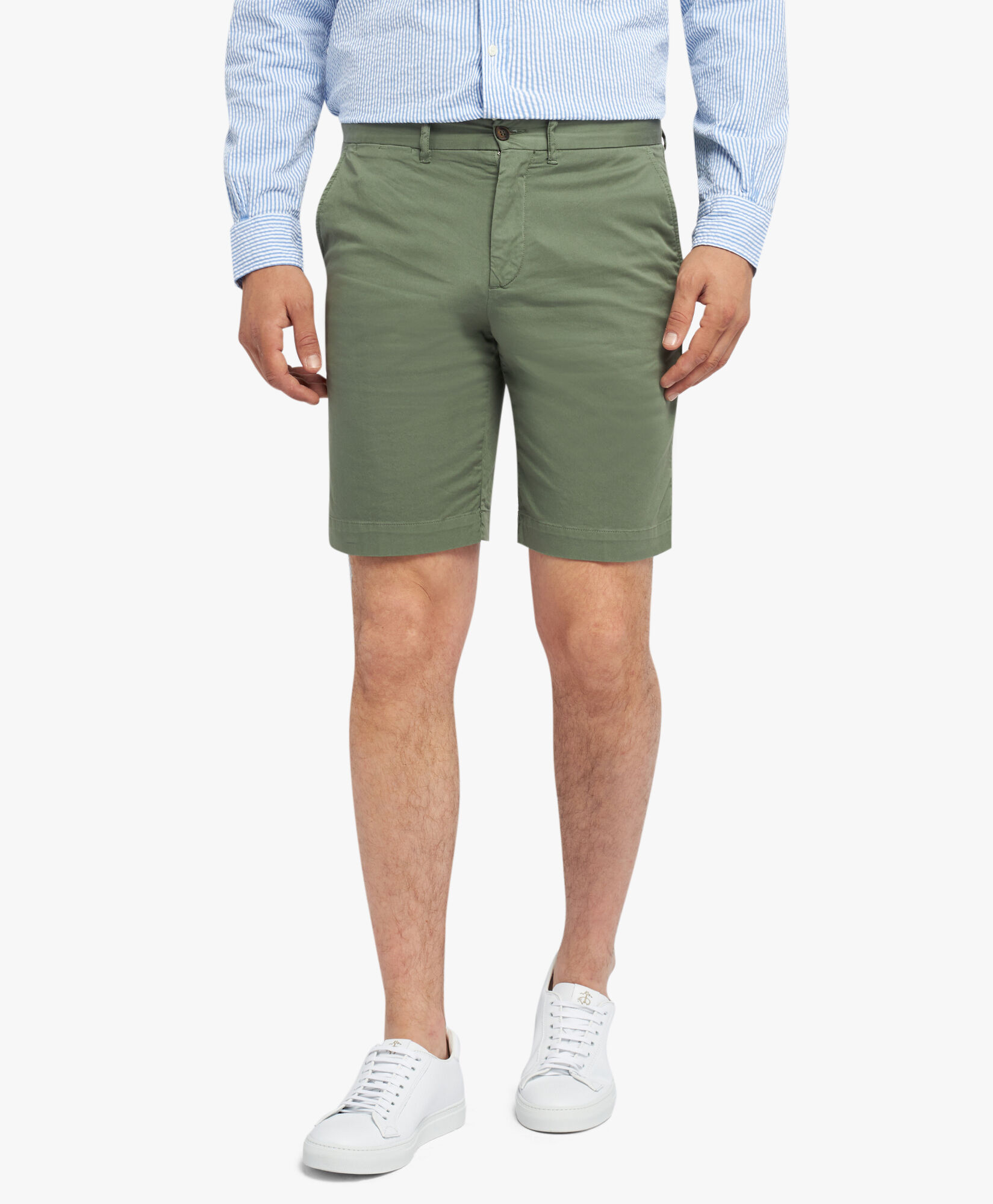 Brooks Brothers Stretch Cotton Gabardine Bermuda Shorts Military CPBER007COBSP002MILIP001