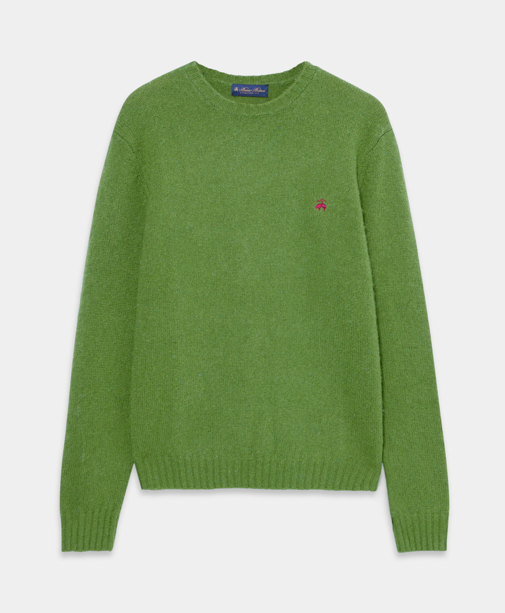 Brooks Brothers Pull Ras du Cou en Laine Shetland Vert KNCRN064WOPWO005GREEP001