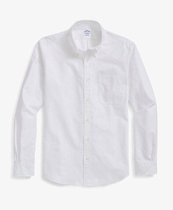 Brooks Brothers Camisa de sport corte Regent regular de Oxford y cuello button down Blanco liso 1000089987US100186452