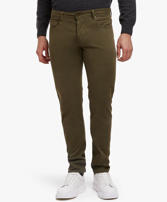 Brooks Brothers Pantalone in cotone elasticizzato a 5 tasche Verde CPFPK003COBSP003GREEP001