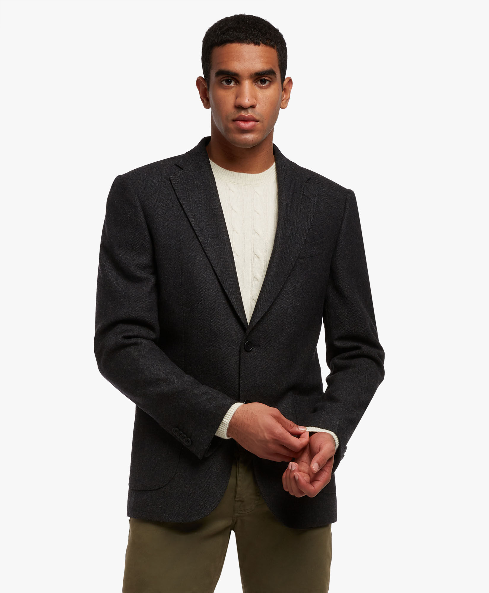 Dark Grey Stretch Virgin Wool Sport Jacket in Dark Grey for Men Brooks Brothers EU
