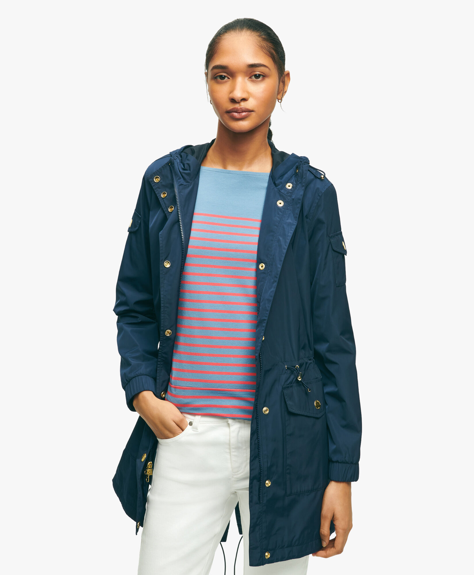 Water Resistant Hooded Anorak in Navy Brooks Brothers UK
