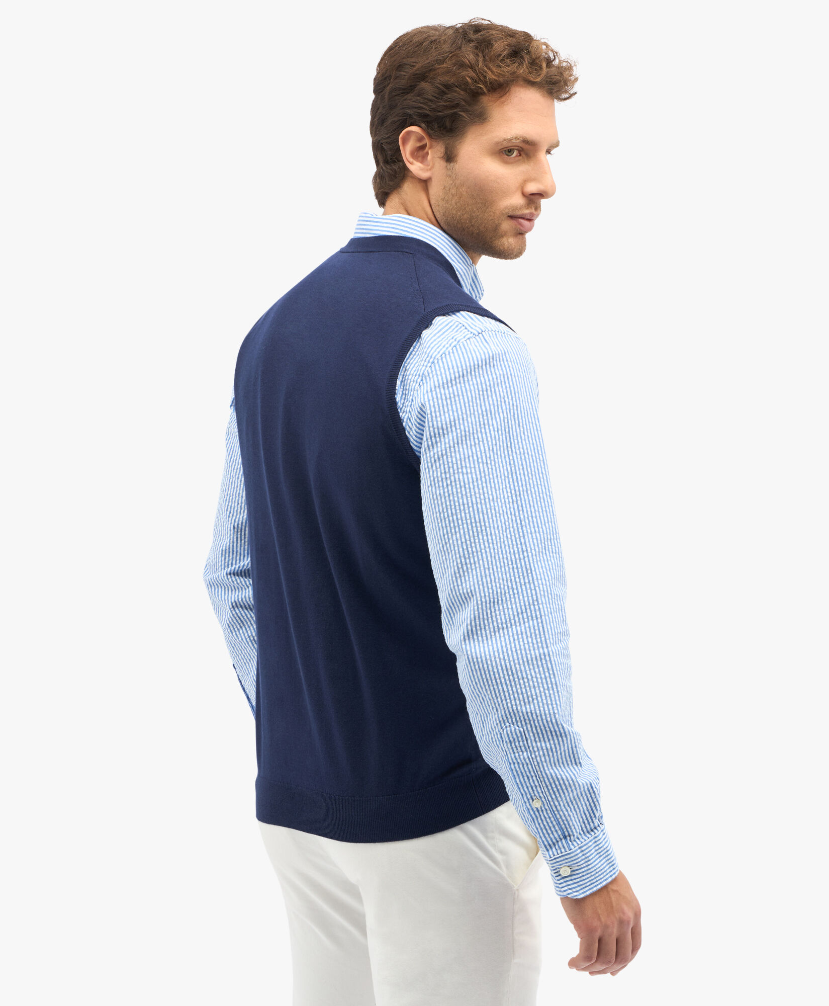 Navy Silk Cashmere Blend Sweater Vest in Navy for Men Brooks Brothers UK