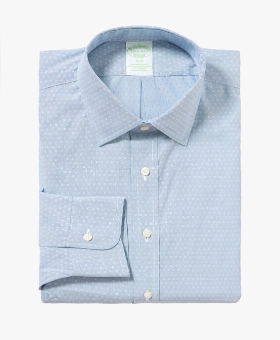 Brooks Brothers Camisa de vestir de algodón elástico azul claro non-iron corte slim con cuello Ainsley Azul abierto 1000097868US100206050