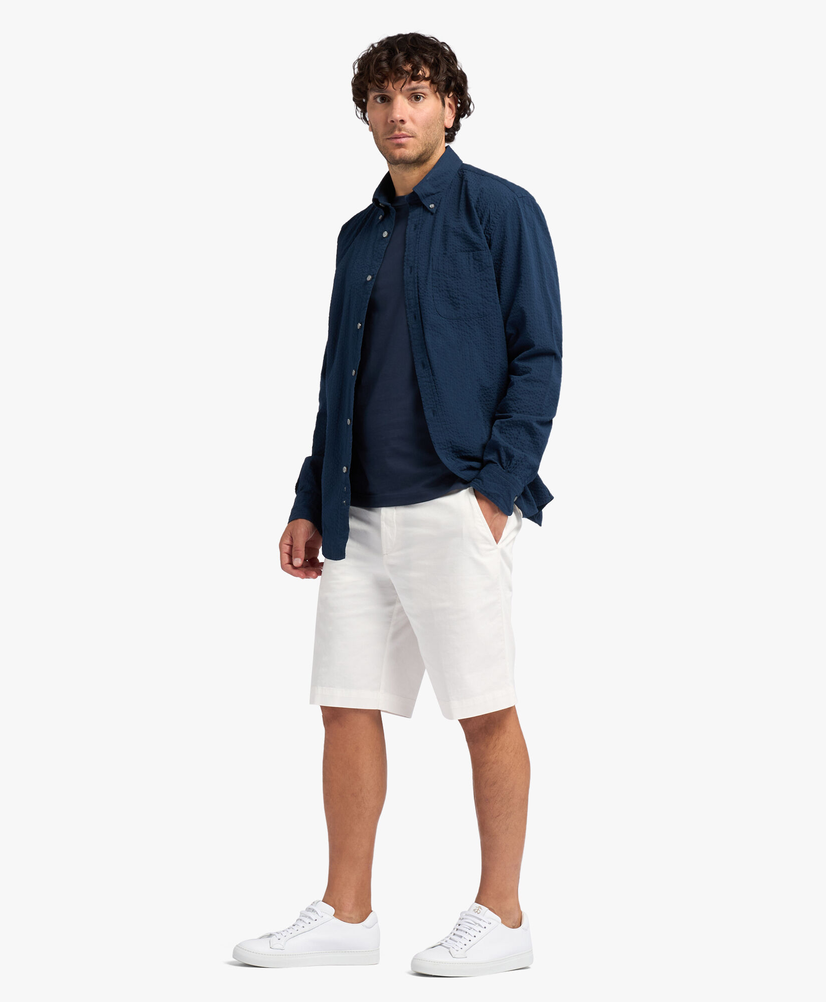 Brooks Brothers Stretch Cotton Gabardine Bermuda Shorts White CPBER007COBSP002WHITP001