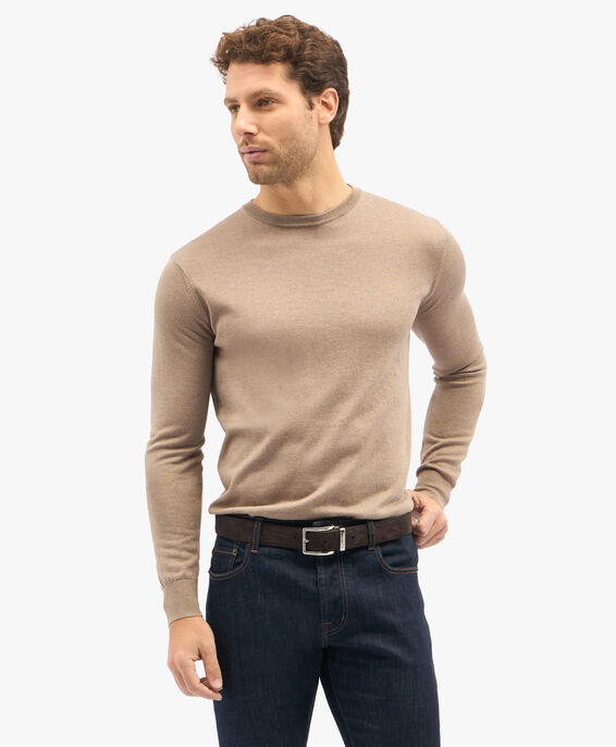 Brooks Brothers Beige Silk-Cashmere Blend Crew-Neck Sweater Beige KNCRN025SEBWS001BEIGP001