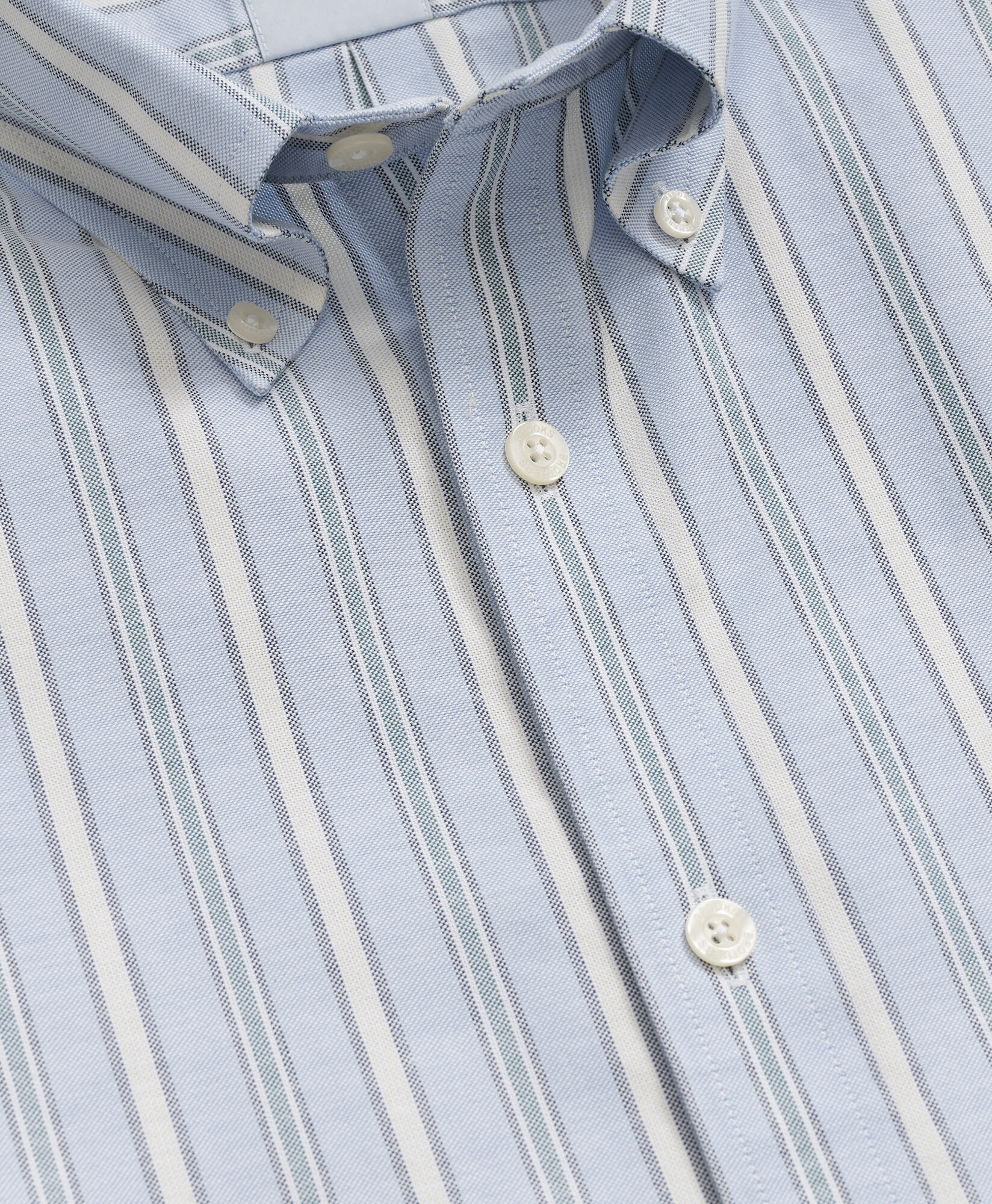 Brooks Brothers Regular Fit Non-Iron Striped Stretch Oxford Shirt with Button Down Collar Hydrangea 1000104549US100223198