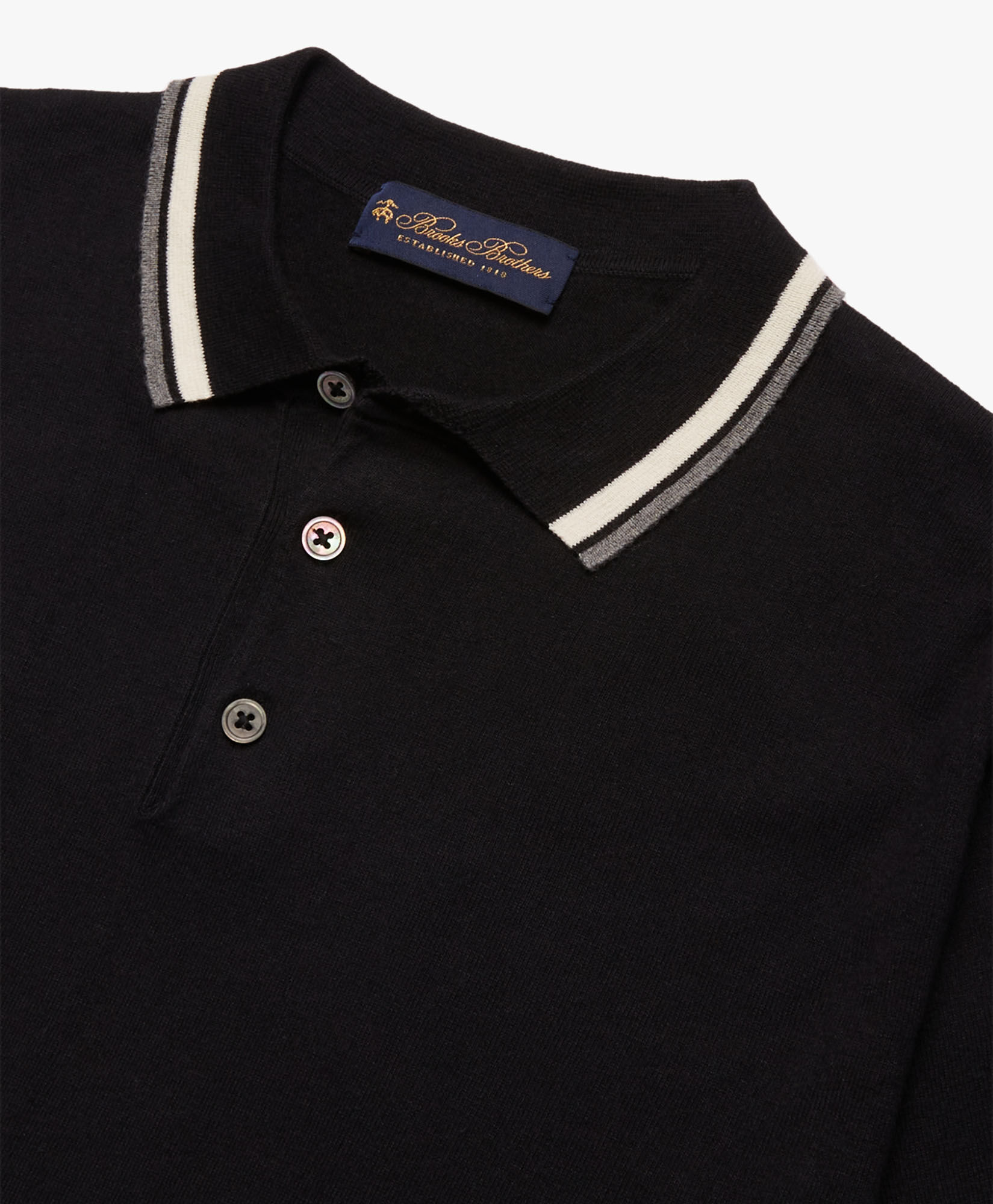 Linen and Cotton Polo Shirt in Black Brooks Brothers EU