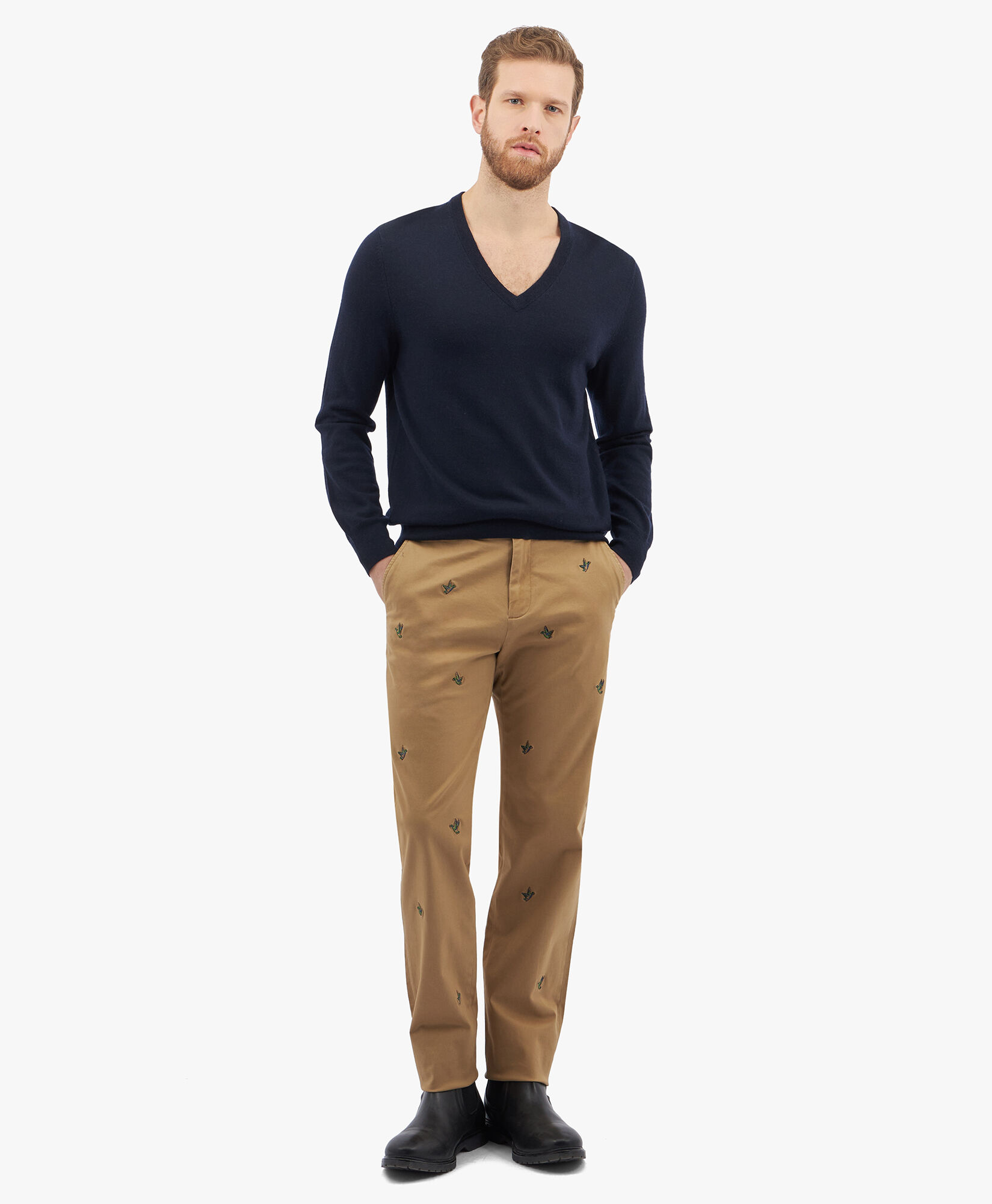 Merino Wool V Neck Sweater in Navy for Men Brooks Brothers EU