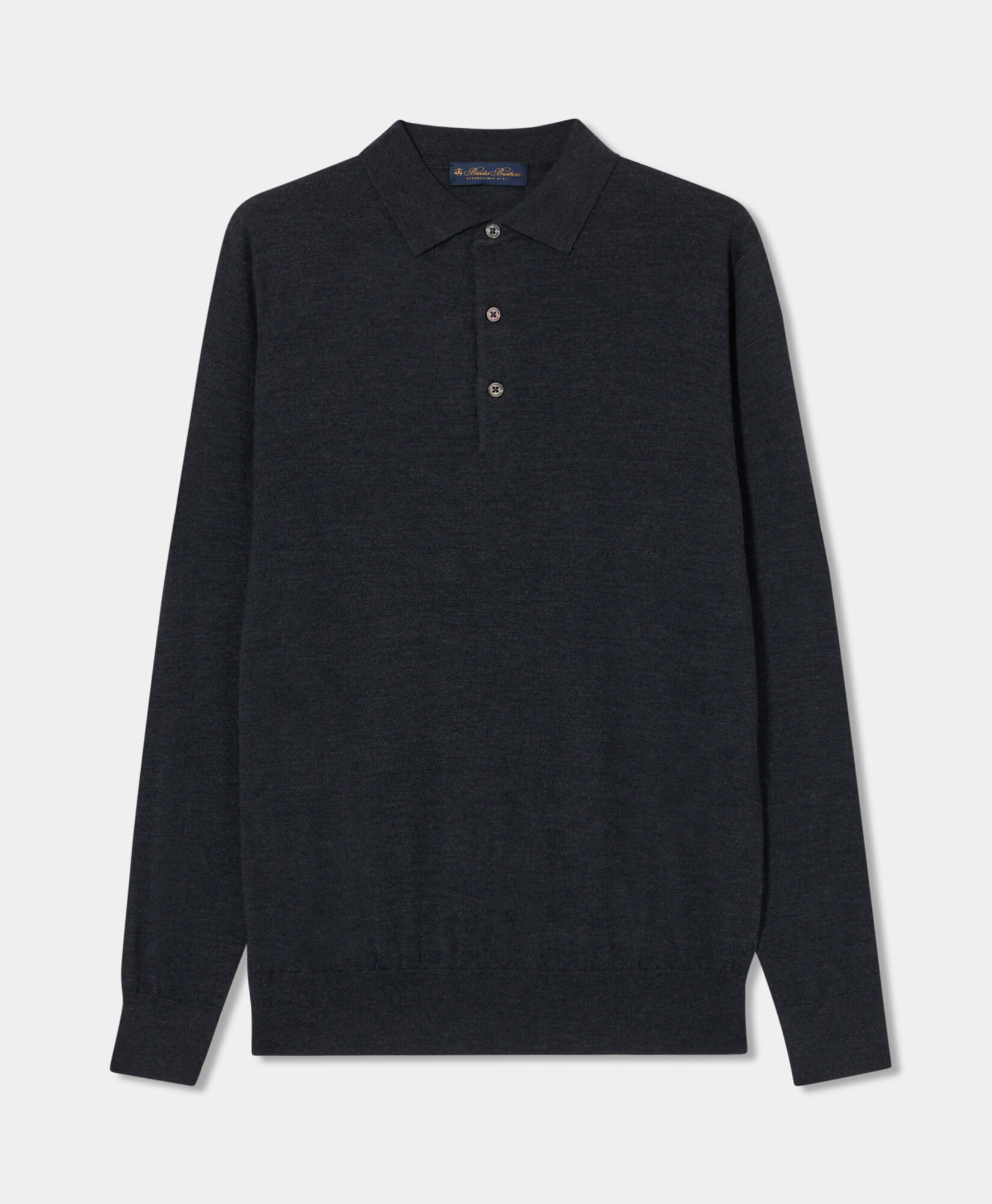 Brooks Brothers Merino Wool Polo Sweater Dark Grey KNPOL010WOPWO006DKGRP001