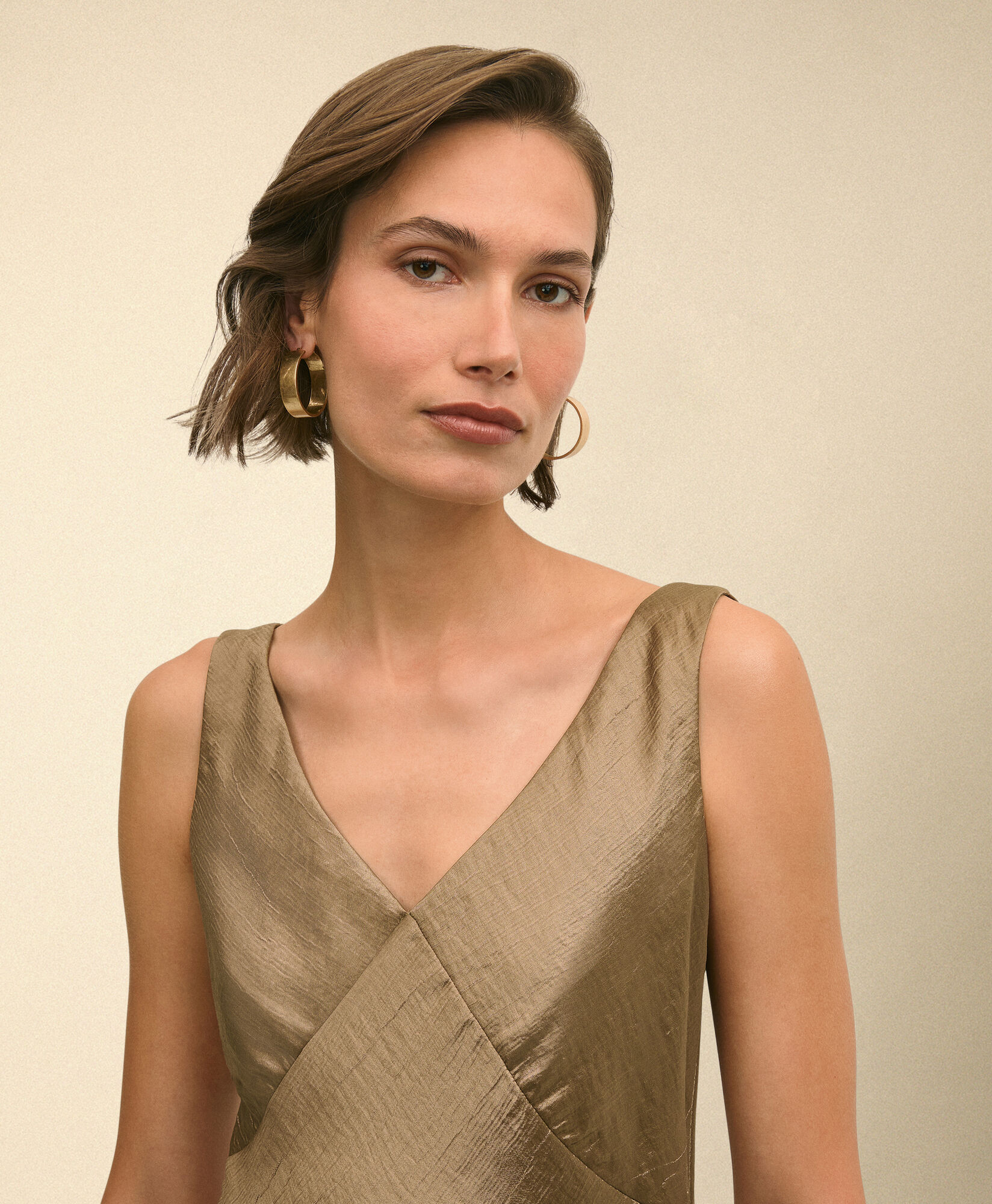 Brooks Brothers Satin Slip Dress Gold 1000104874US100221878