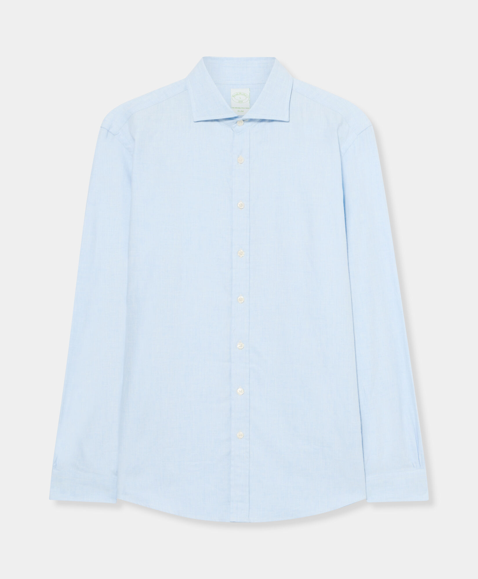 Brooks Brothers Koszula Slim Fit z Melanżowej Flaneli Bawełnianej z Kołnierzykiem Spread Jasnoniebieski CSHSP011COPCO001LTBLP001