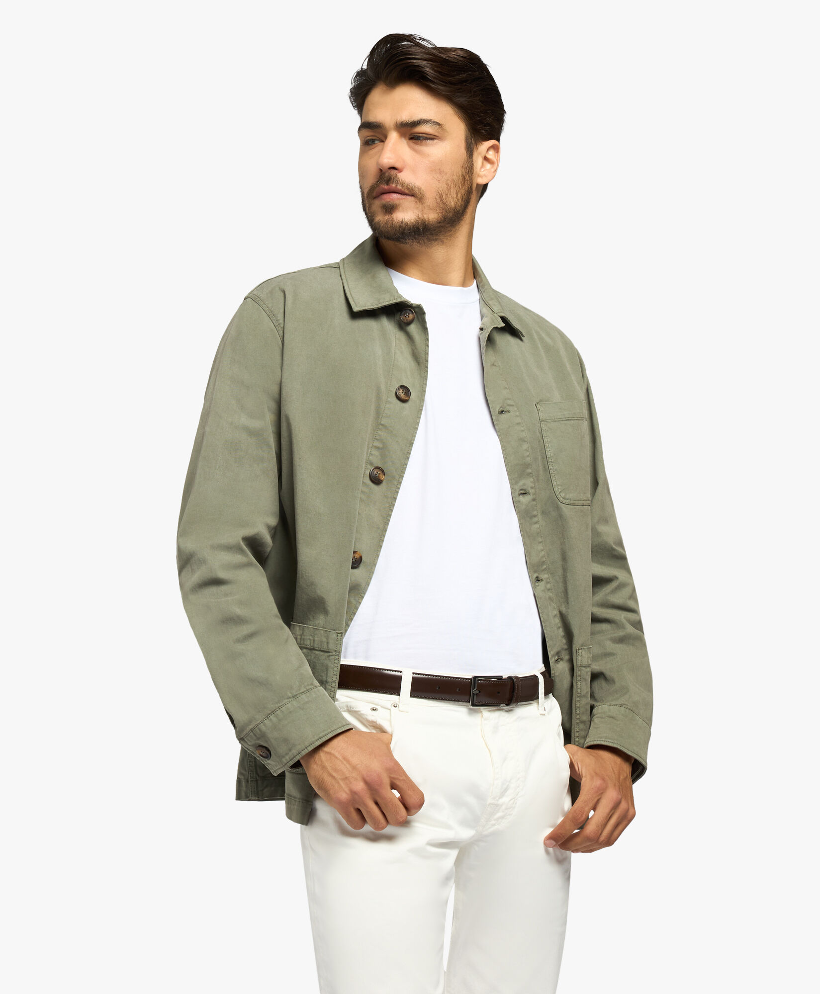 Giacca camicia verde militare tinta in capo in Militare da Uomo Brooks Brothers EU