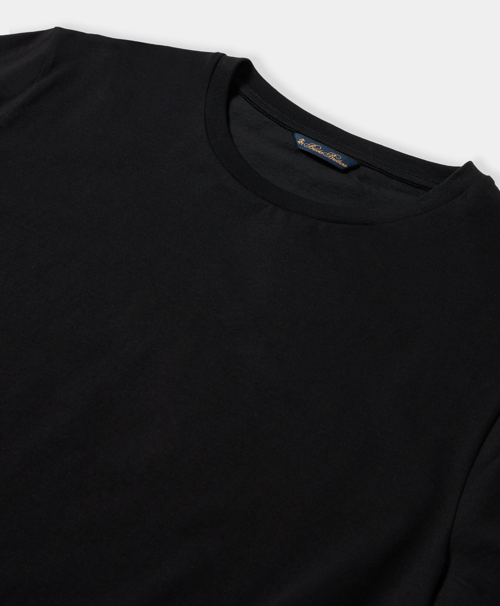 Brooks Brothers Mercerized Cotton Crewneck T-Shirt Black KNTSH008COPCO001BLAKP001