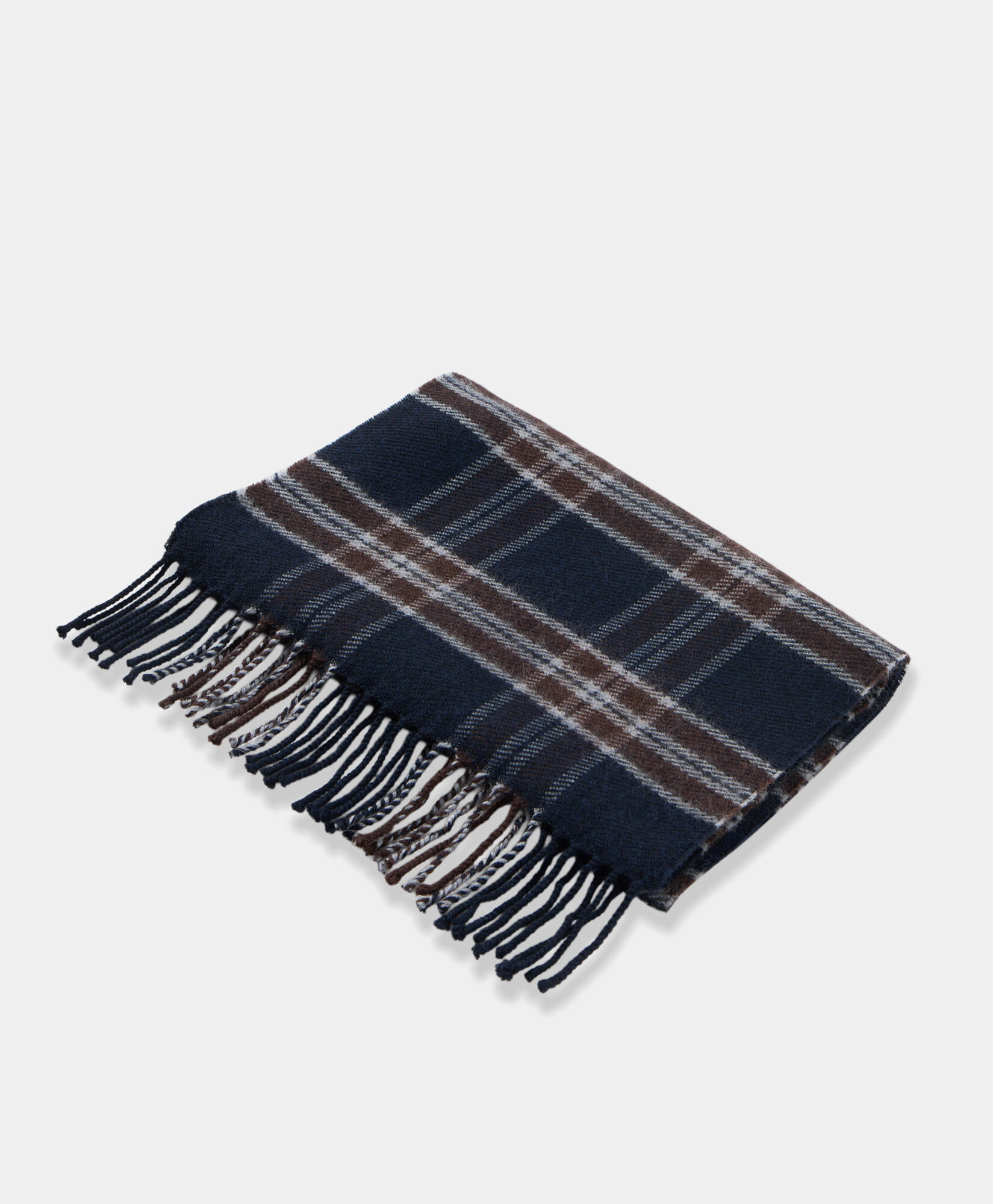 Brooks Brothers Plaid Wool Scarf Navy ACSCF020WOPWO001NAVYF001