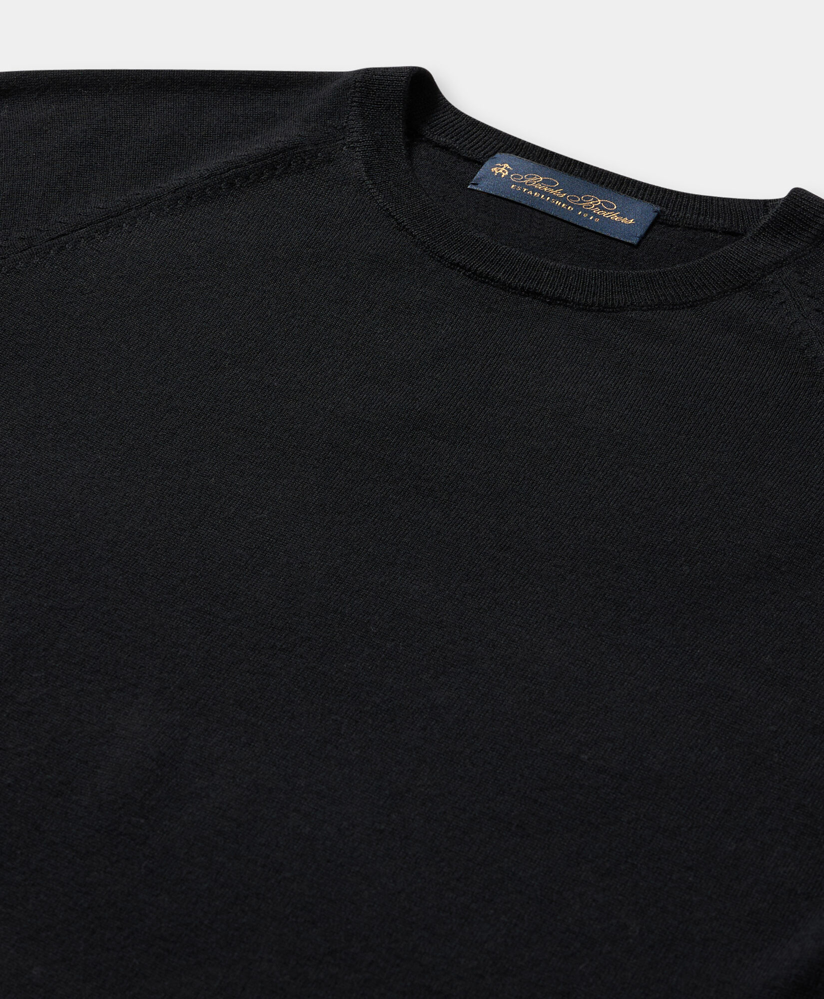 Brooks Brothers Short-Sleeved Merino Wool Crewneck Black KNCRN038WOPWO006BLAKP001