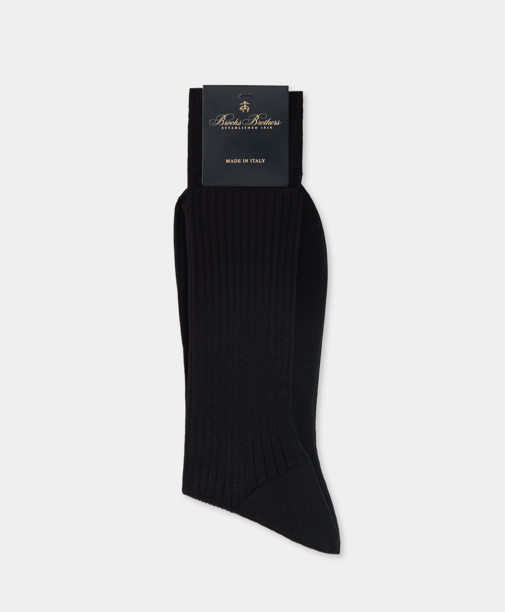 Brooks Brothers Ribbed Lisle Cotton Socks Black MXAC90001KN10249005P