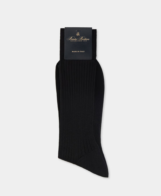 Brooks Brothers Ribbed Lisle Cotton Socks Black MXAC90001KN10249005P