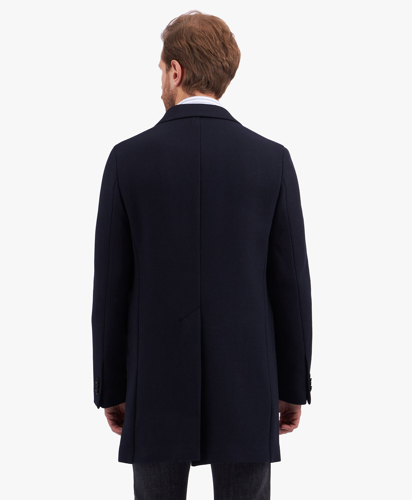 Navy Wool Blend Overcoat in Navy Brooks Brothers UK