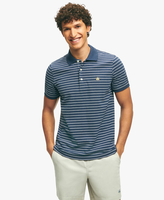 Brooks Brothers Navy and White Striped Golden Fleece Cotton Polo Navy and White 1000098357US100208669