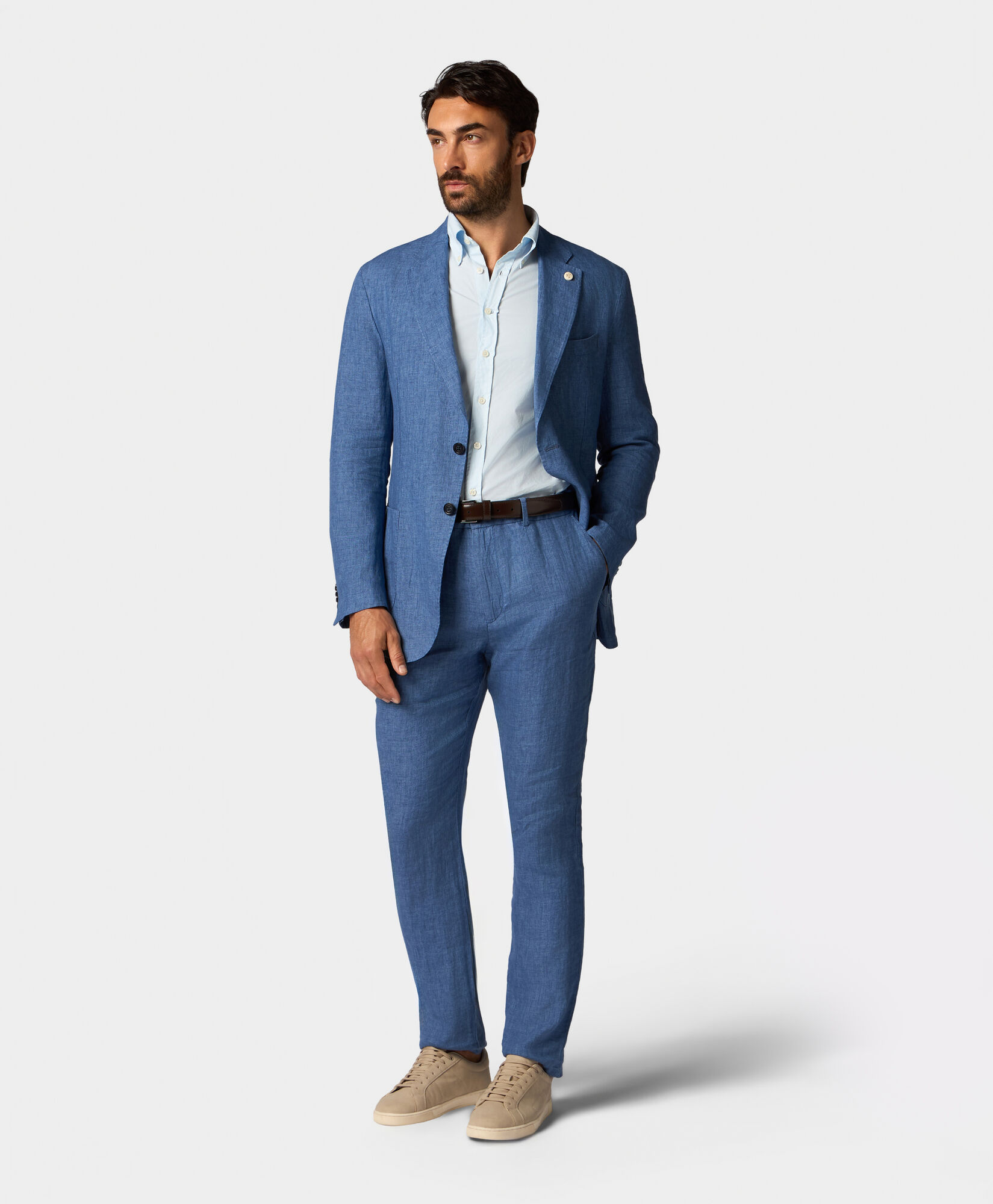 Brooks Brothers Leinenhose Denim Blau DTROU021LIPLI001DENIP001