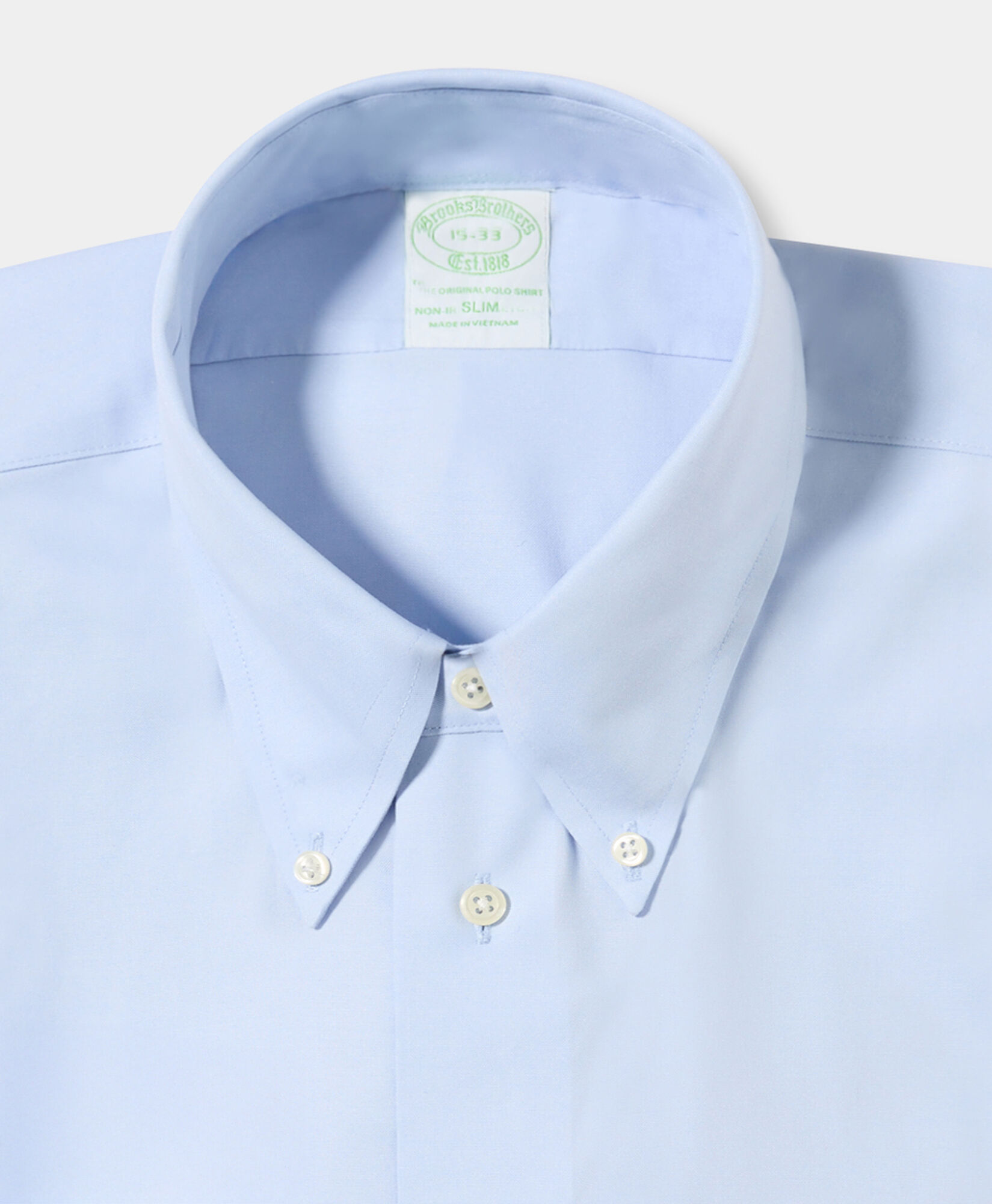 Brooks Brothers Slim Fit Non-Iron Oxford Pinpoint Shirt with Button Down Collar Light Blue 1000107592US100228148