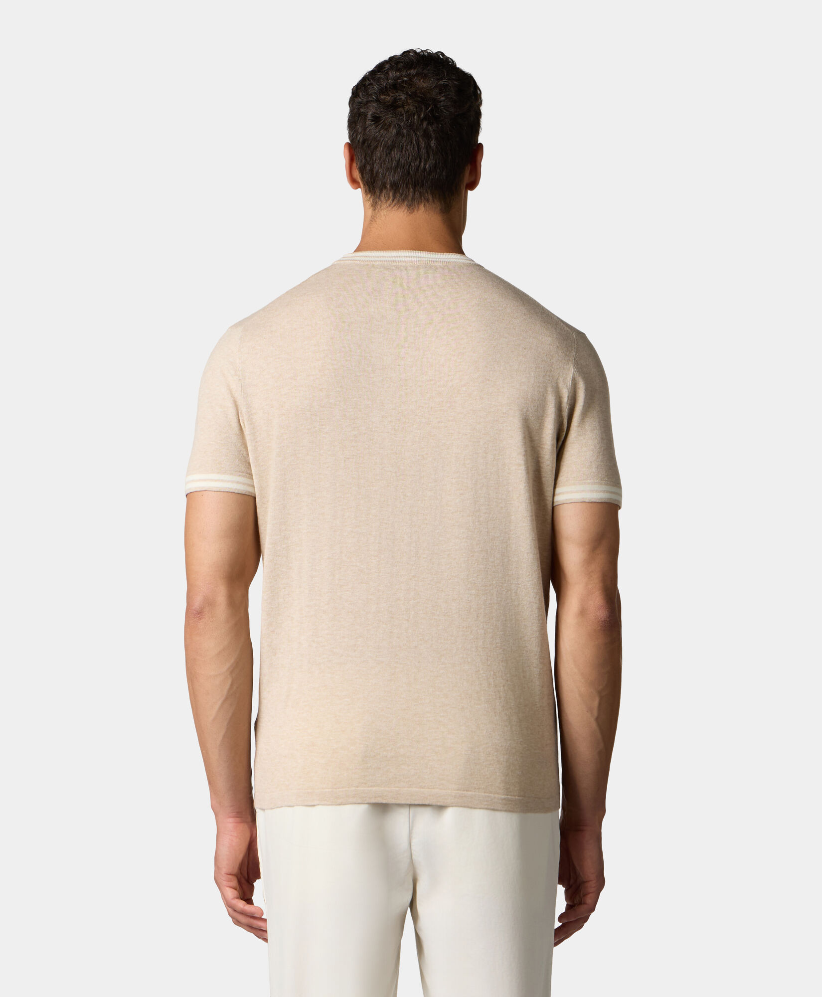 Brooks Brothers Organic Cotton-Linen T-shirt Sand KNCRN049COBLI004SANDP001