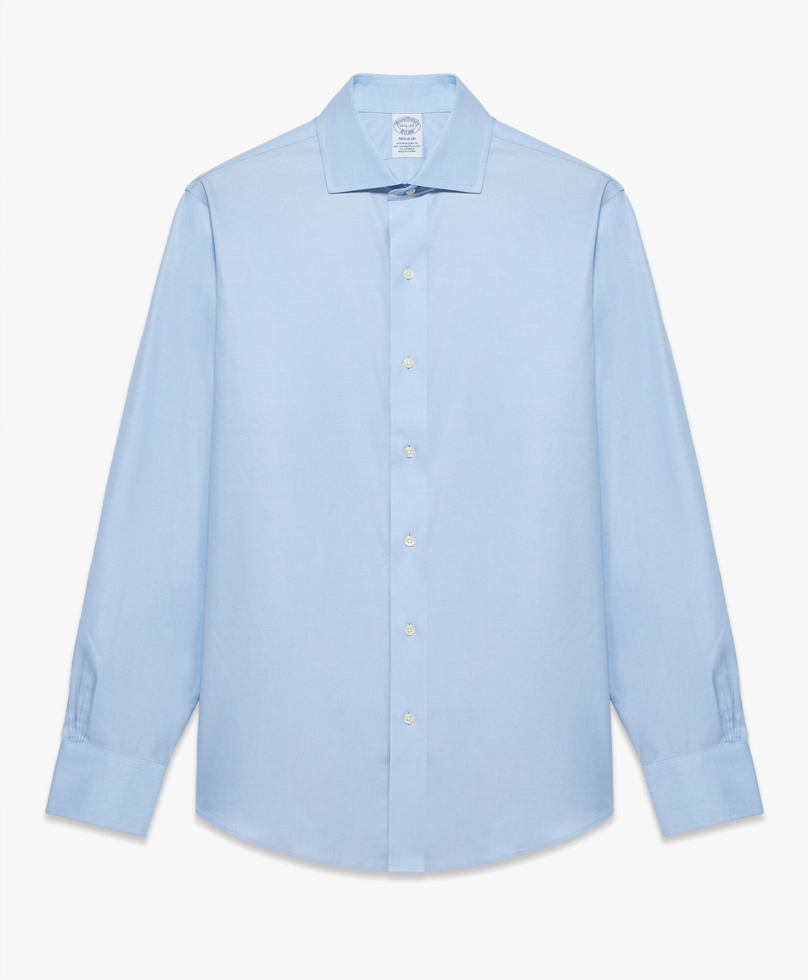 Brooks Brothers Regular Fit Non-Iron Stretch Twill Shirt with English Collar Light Blue 1000097508US100205356