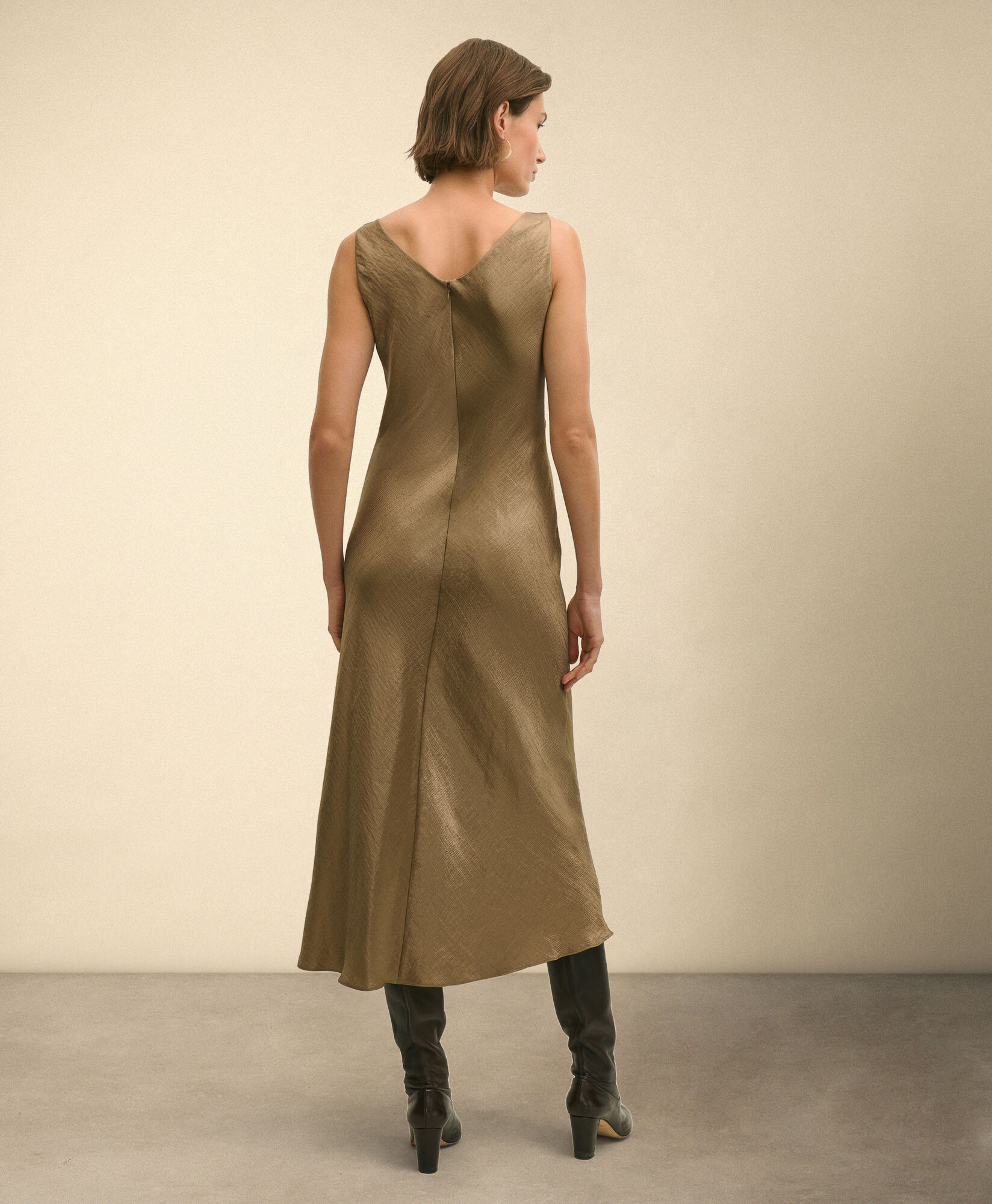 Brooks Brothers Satin Slip Dress Gold 1000104874US100221878