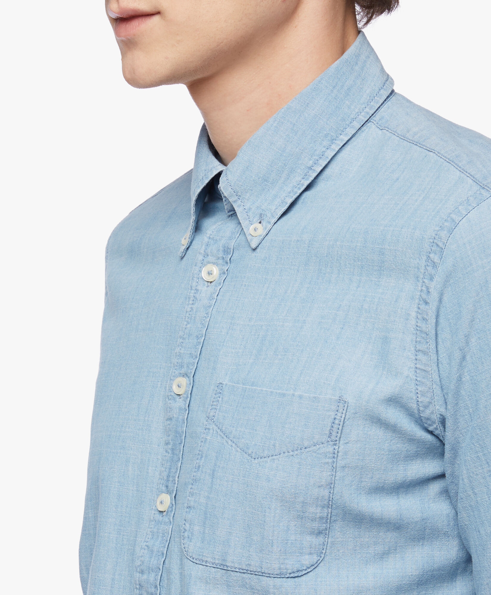 Milano Slim fit Sport Shirt Chambray Button Down Collar in Pastel Blue for Men Brooks Brothers UK