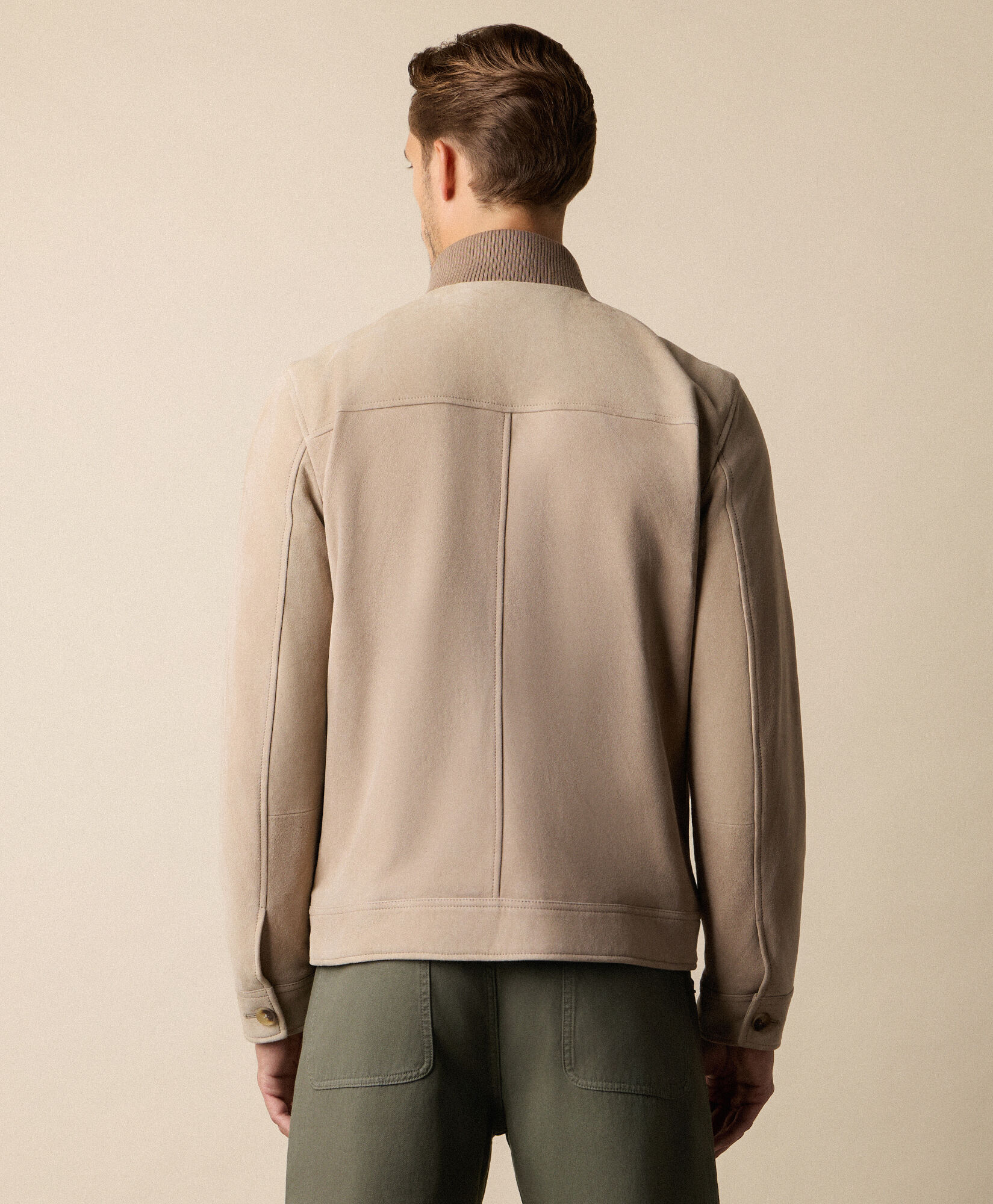 Brooks Brothers Bomber in Camoscio Beige COBOM010LTPLT003TAUPE002