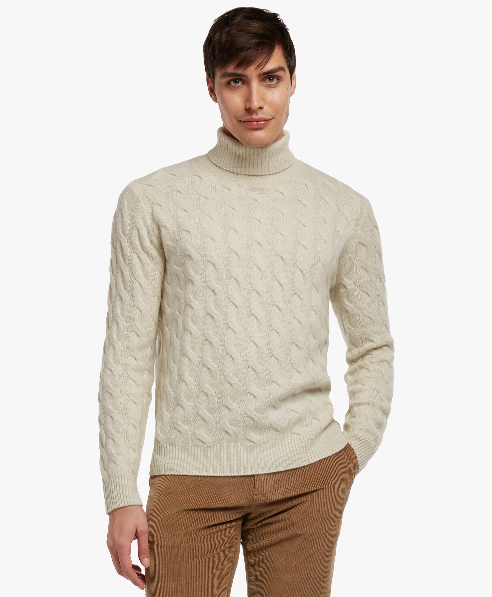 White cable new arrivals knit turtleneck