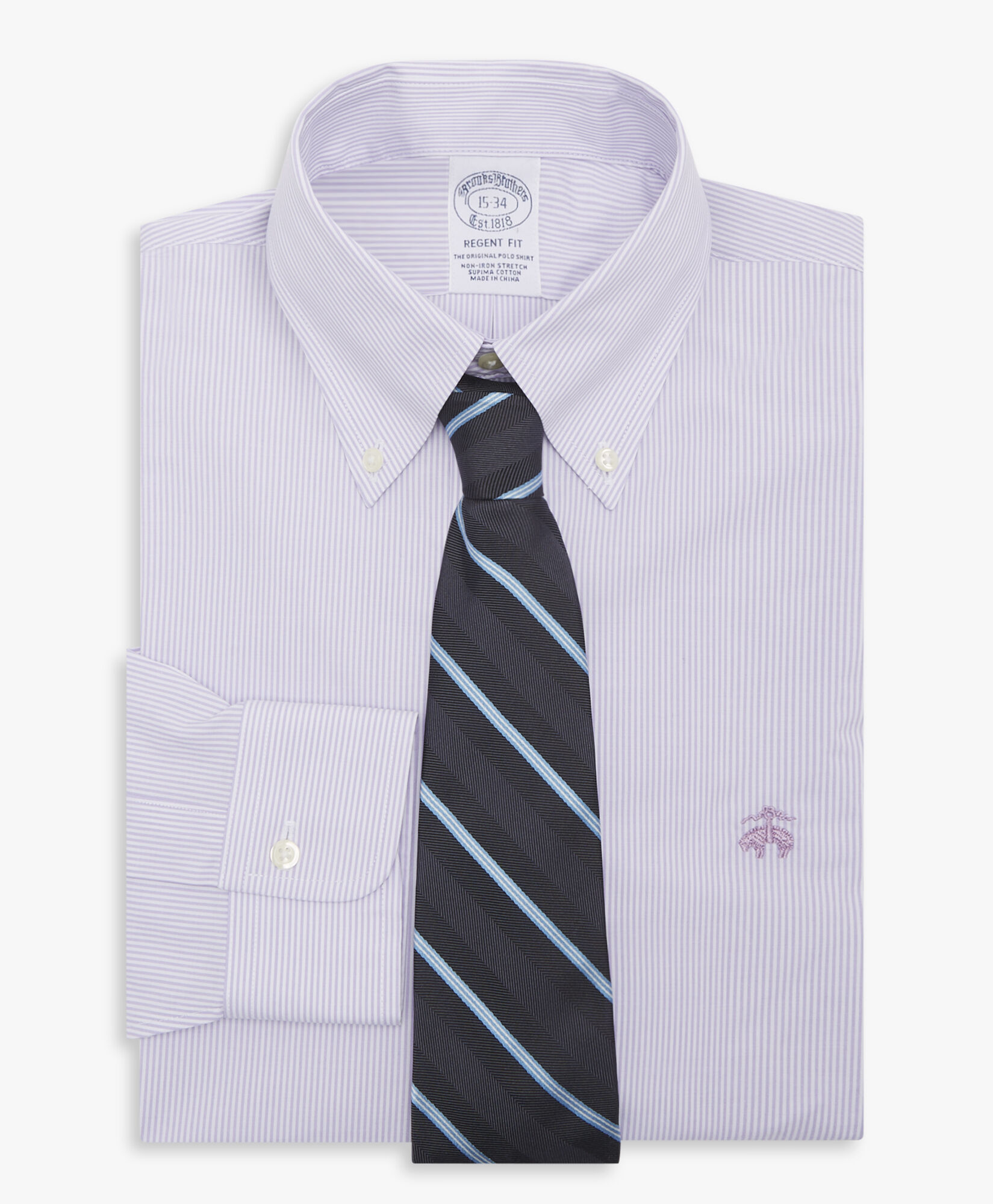 Camicia Viola Pastello Regular Fit Non Iron in cotone con collo Button Down in Viola Pastello da Uomo Brooks Brothers EU